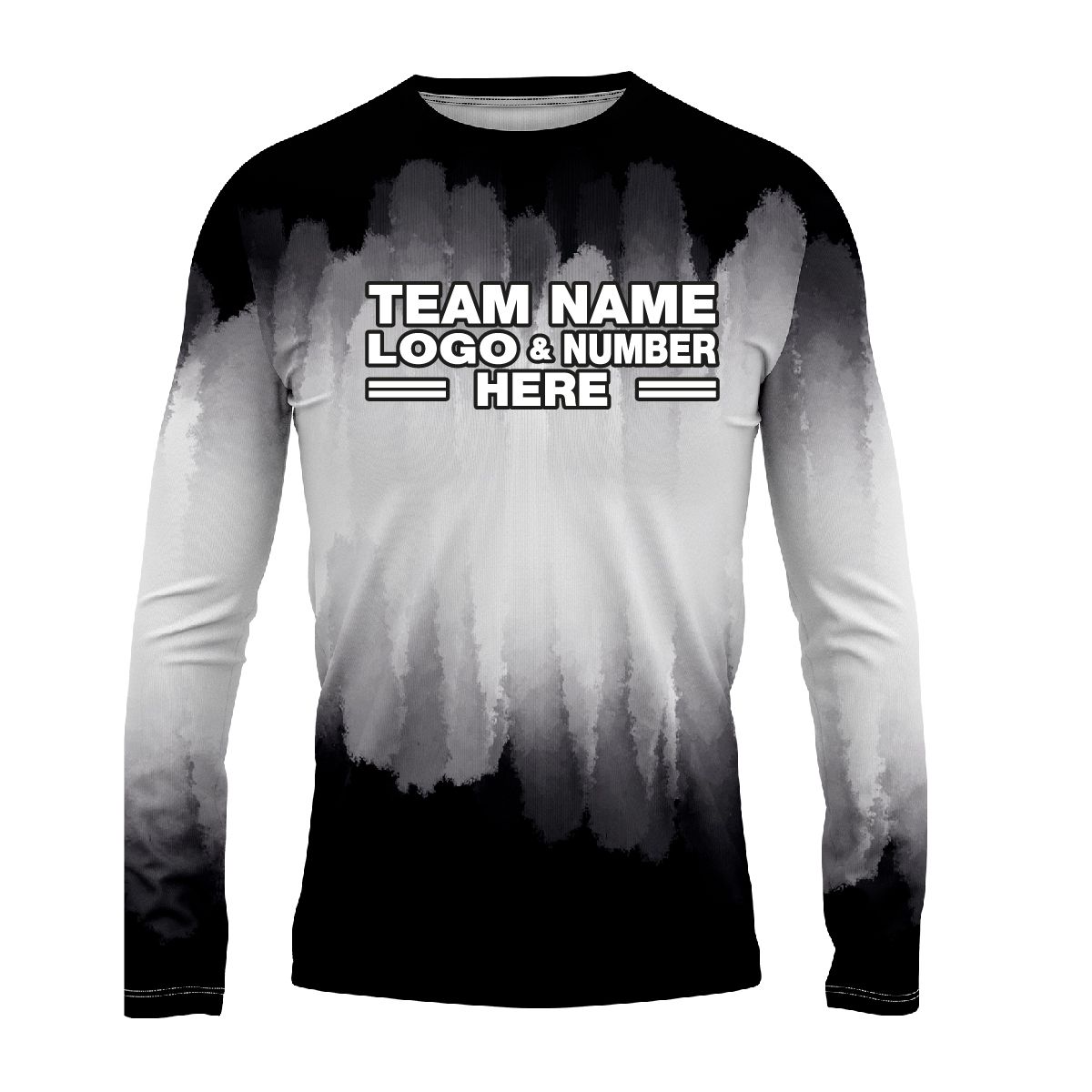 Custom Fully Sublimated Brushed Tie Dye Pattern Black White Performance Long Sleeves 5052