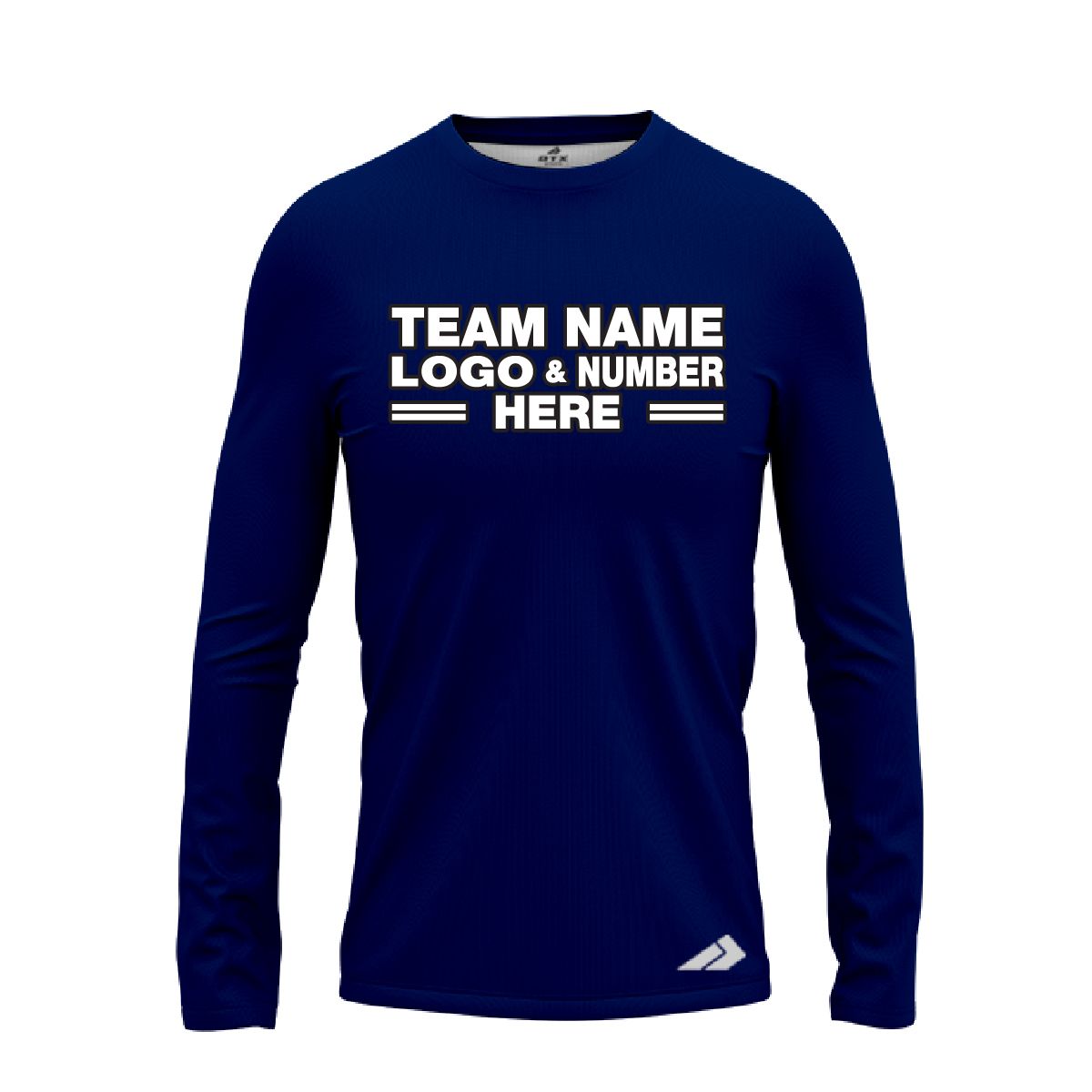 Custom Fully Sublimated Solid QQ Pattern Oxford Blue Performance Long Sleeves 5136