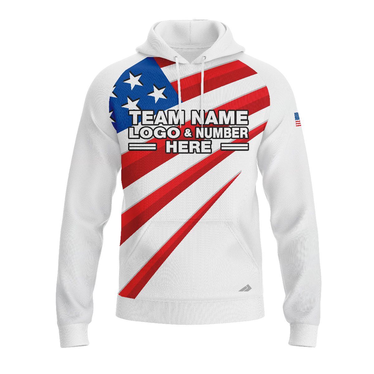 Custom Fully Sublimated Stars and Stripes Pattern Blue Red White Performance Sports Pullover Hoodie 5150