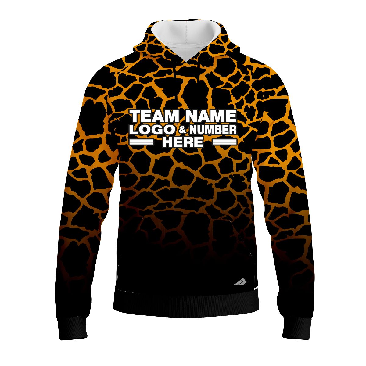 Custom Fully Sublimated Giraffe Animal Print Pattern Black Yellow Performance Sports Pullover Hoodie 5158