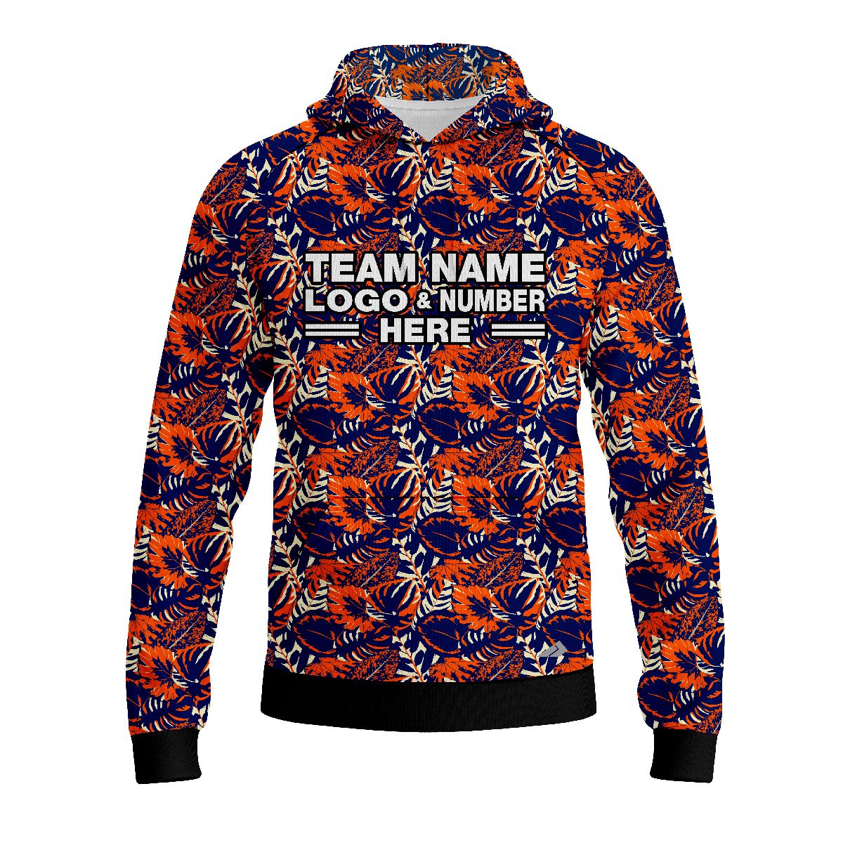 Custom Fully Sublimated Floral Pattern Blue Orange Performance Sports Pullover Hoodie 5168