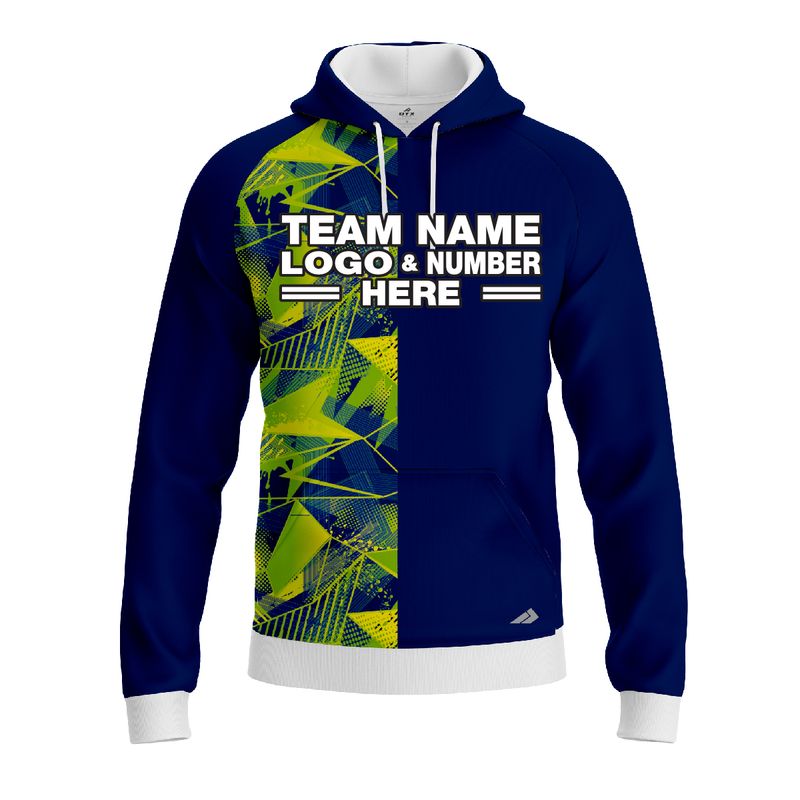 Custom Fully Sublimated Abstract Neon Pattern Green Blue Performance Sports Pullover Hoodie 5188