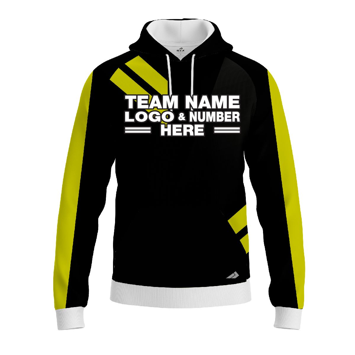 Custom Fully Sublimated Sport Neon Pattern Black Yellow Performance Sports Pullover Hoodie 5192
