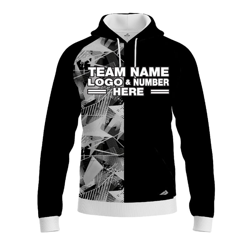 Custom Fully Sublimated Abstract Neon Pattern Black White Performance Sports Pullover Hoodie 5190