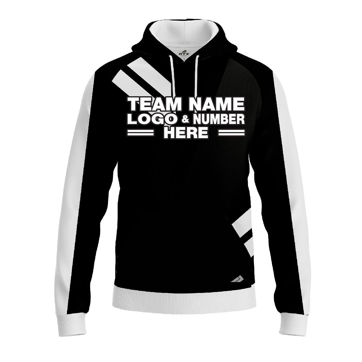 Custom Fully Sublimated Sport Neon Pattern Black White Performance Sports Pullover Hoodie 5196