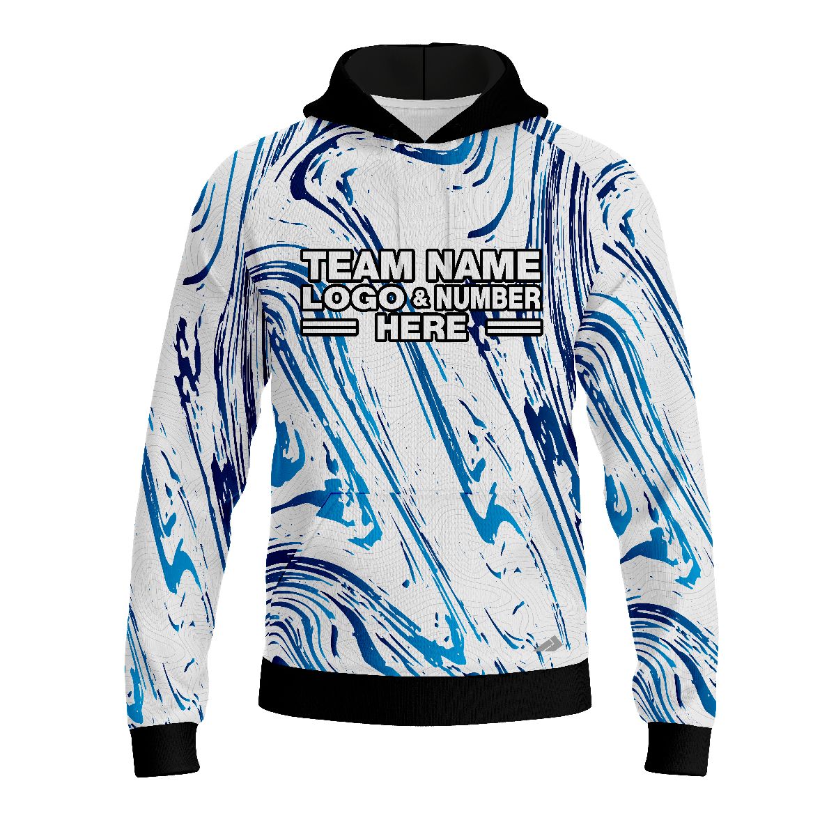 Custom Fully Sublimated Wave Fishing Pattern Blue Performance Sports Pullover Hoodie 5200