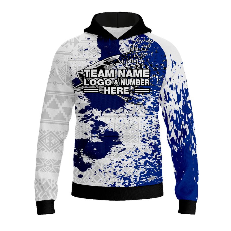 Custom Fully Sublimated Blue Splash Pattern Performance Sports Pullover Hoodie 5198