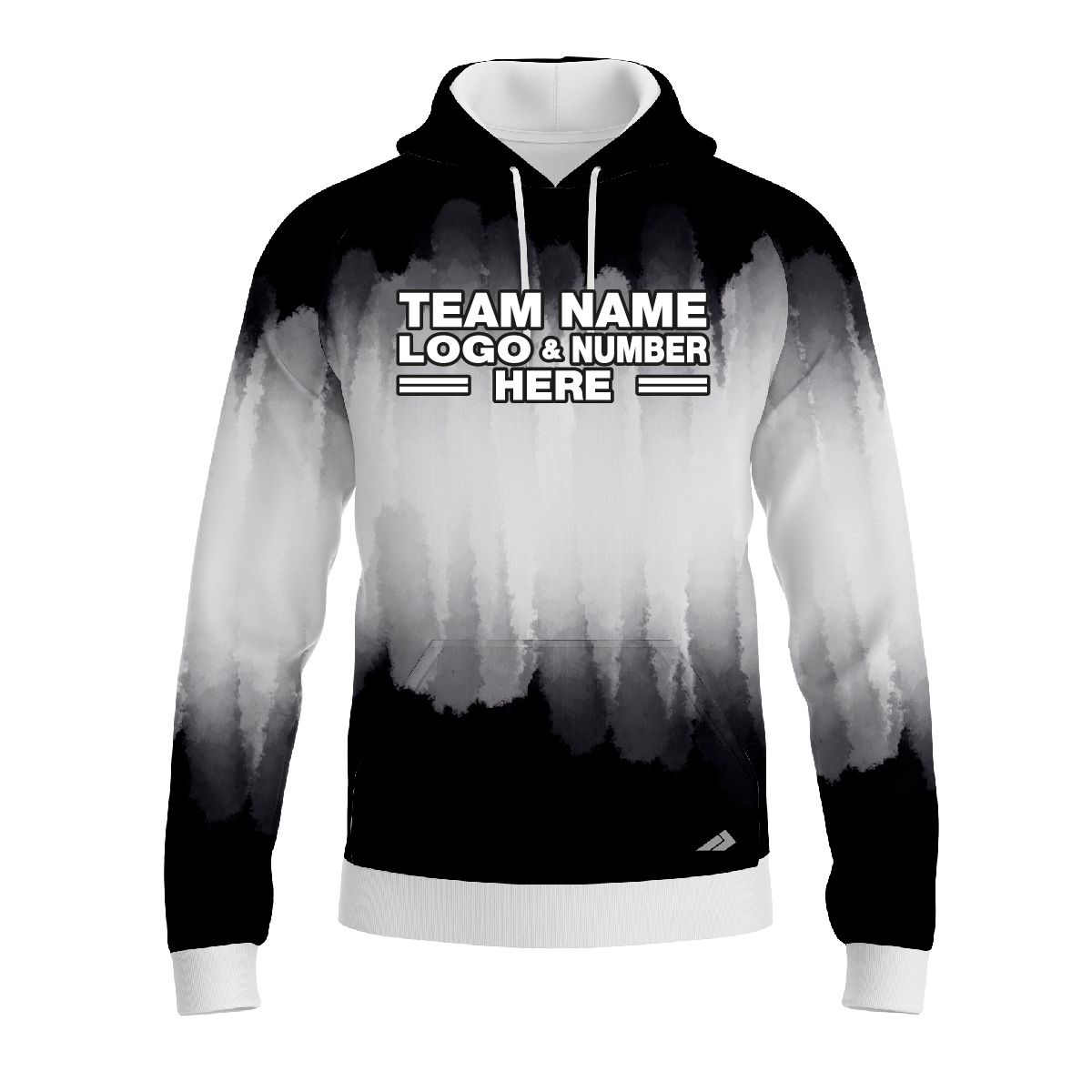 Custom Fully Sublimated Brushed Tie Dye Pattern Black White Performance Sports Pullover Hoodie 5214