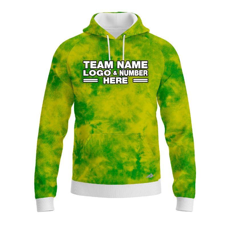Custom Fully Sublimated Basic Tie Dye Pattern Green Performance Sports Pullover Hoodie 5210