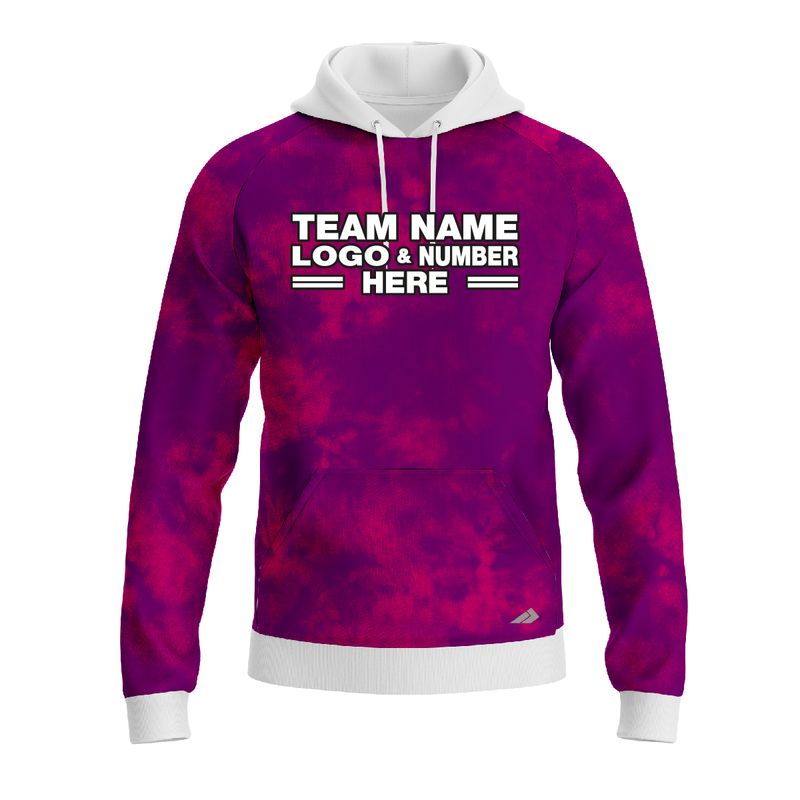 Custom Fully Sublimated Basic Tie Dye Pattern Violet Performance Sports Pullover Hoodie 5212