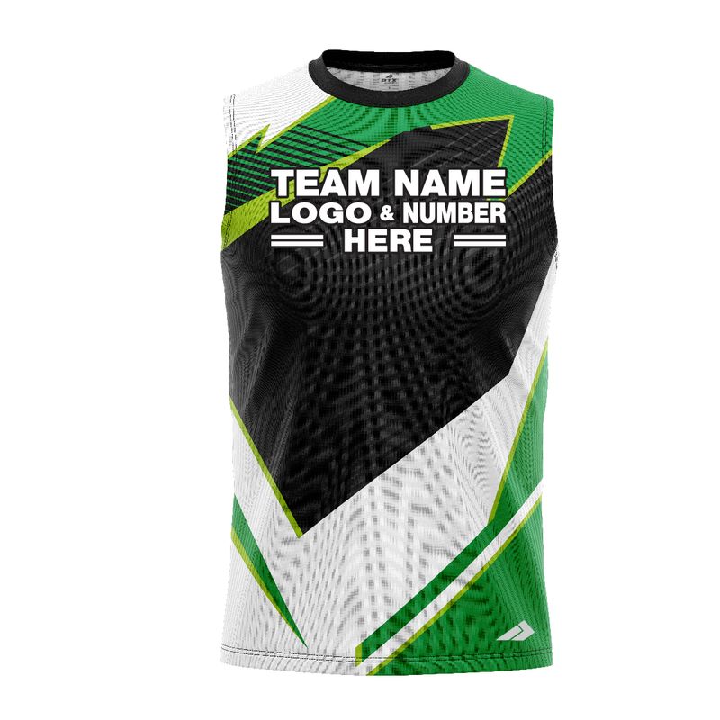 Custom Fully Sublimated Abstract Pattern Green Performance Sleeveless 5240