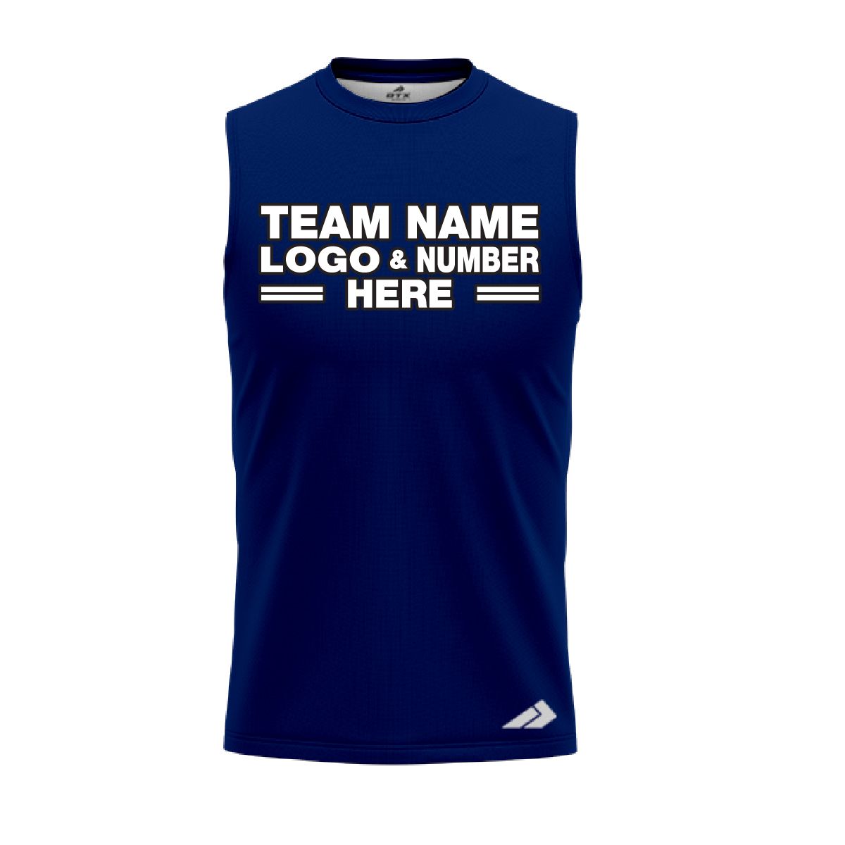 Custom Fully Sublimated Solid QQ Pattern Oxford Blue Performance Sleeveless 5264