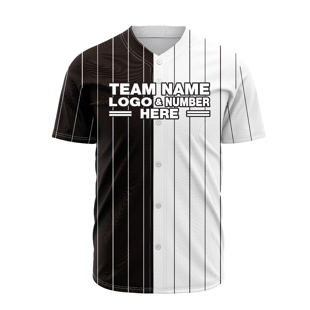 Custom Fully Sublimated Vertical Stripes Four Pattern Black White Performance Baseball Softball Full Buttons Jersey 5336