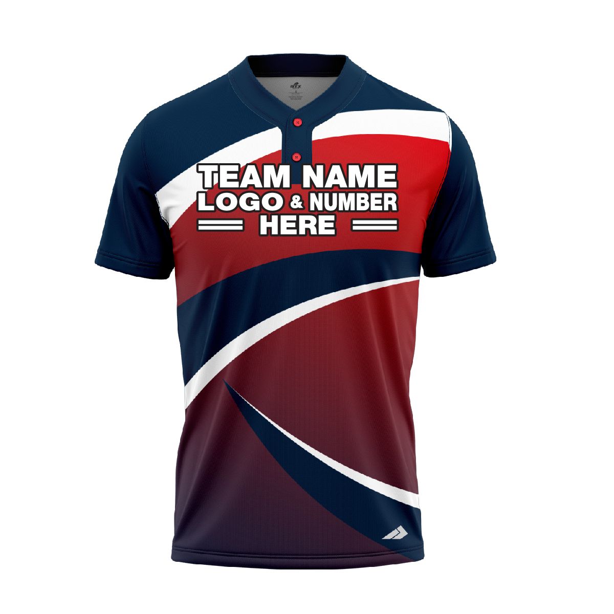 Custom Fully Sublimated Spikes Pattern Dark Blue Red White Performance Baseball Softball Two Buttons Jersey 5337