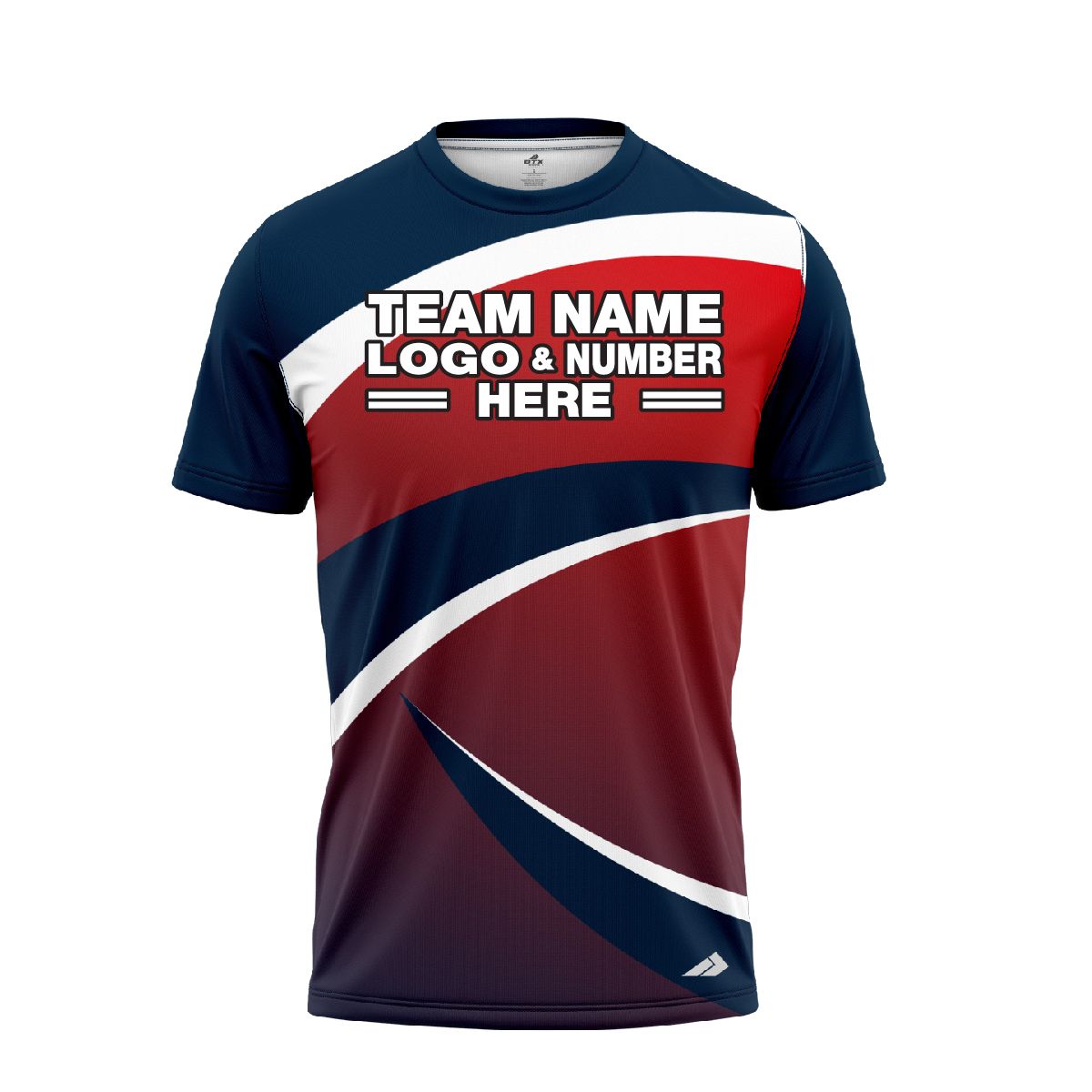 Custom Fully Sublimated Spikes Pattern Dark Blue Red White Performance Baseball Softball Jersey 5347