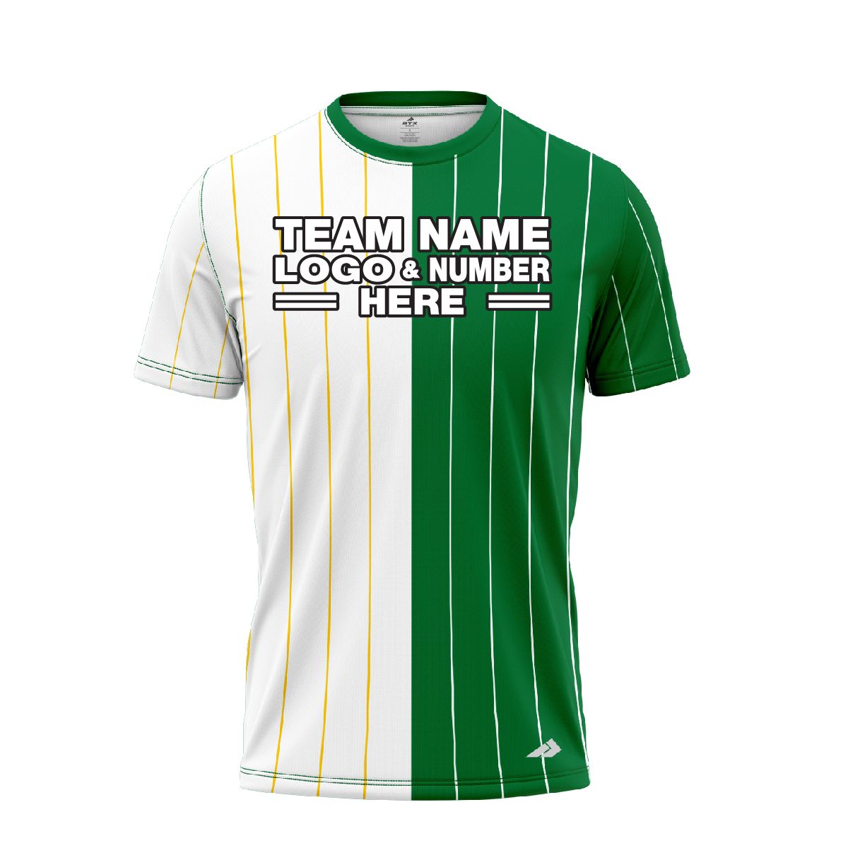 Custom Fully Sublimated Vertical Stripes Five Pattern White Green Performance Baseball Softball Jersey 5353