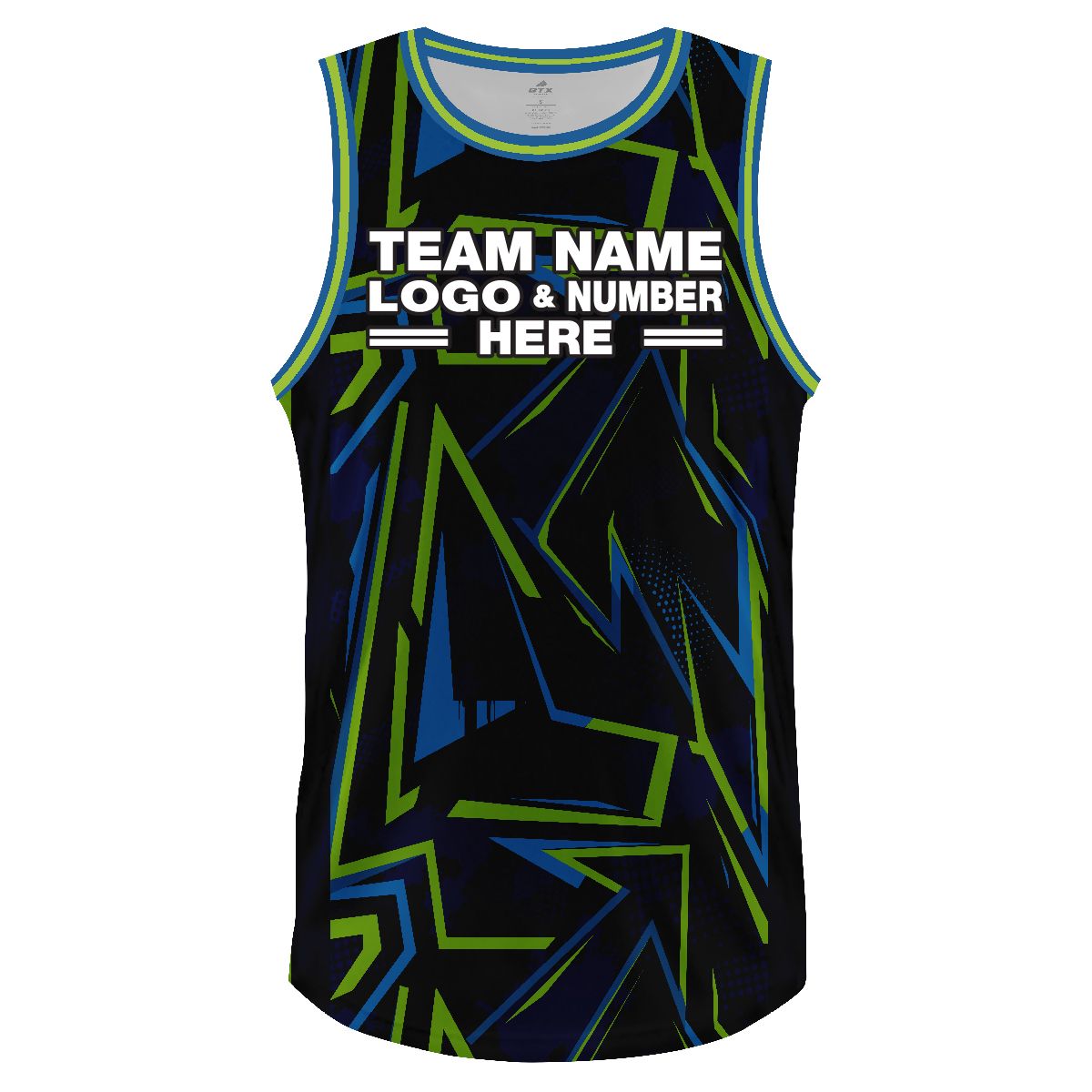 Custom Fully Sublimated Neon Pattern Black Blue Green Performance Basketball Uniform Jersey 5377