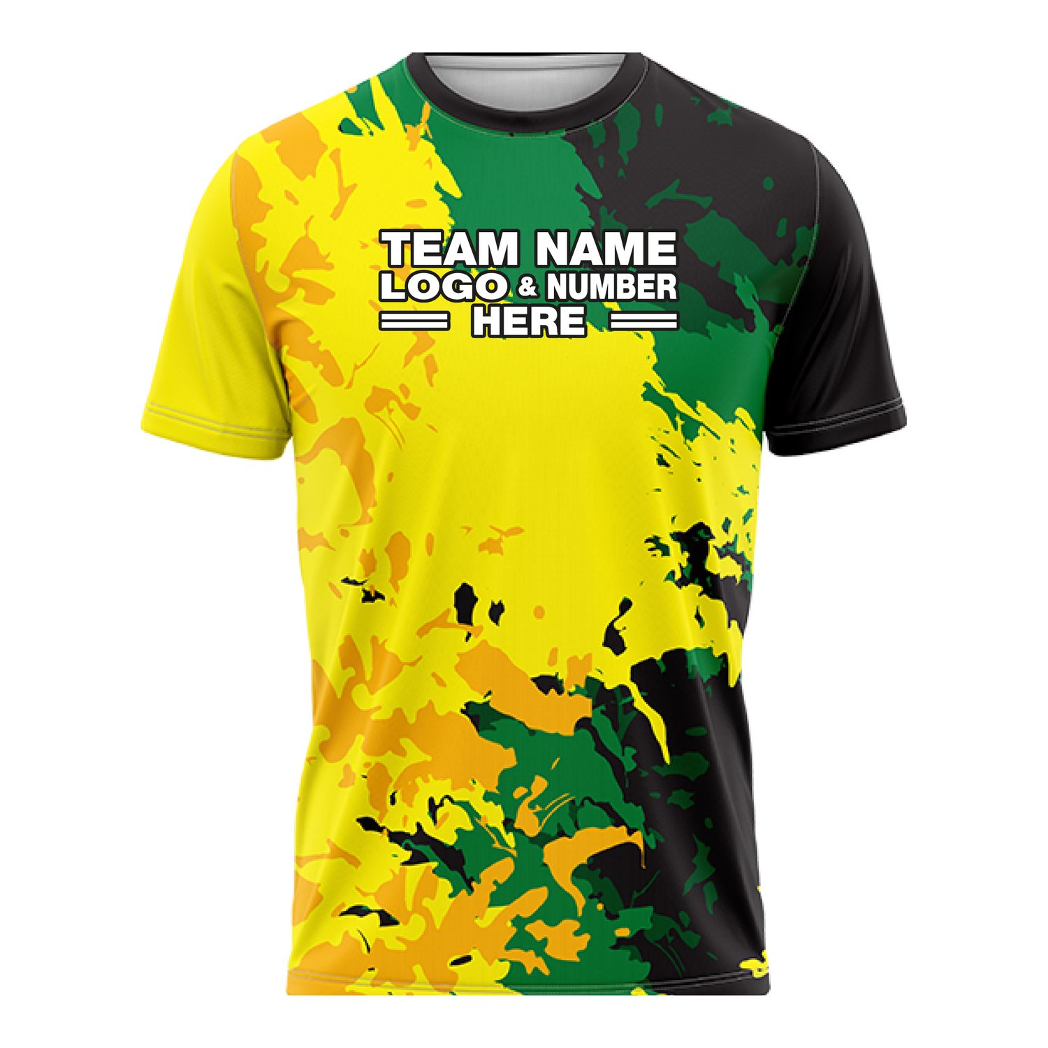 Custom Fully Sublimated Forest Pattern Black Yellow Green Performance Soccer Uniform Jersey 5432
