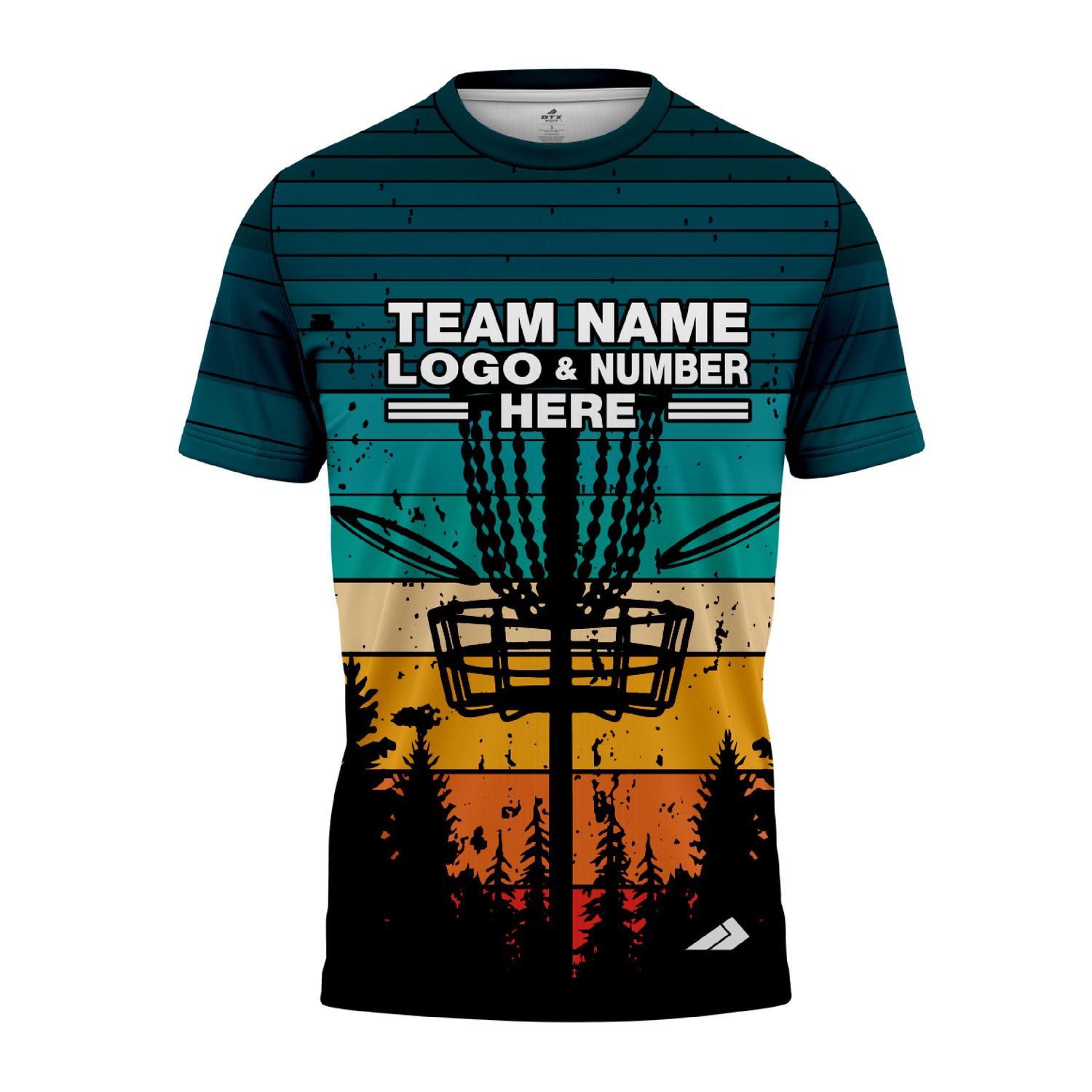 Custom Fully Sublimated Sunset Forest Disc Golf Pattern Performance Jersey  5461