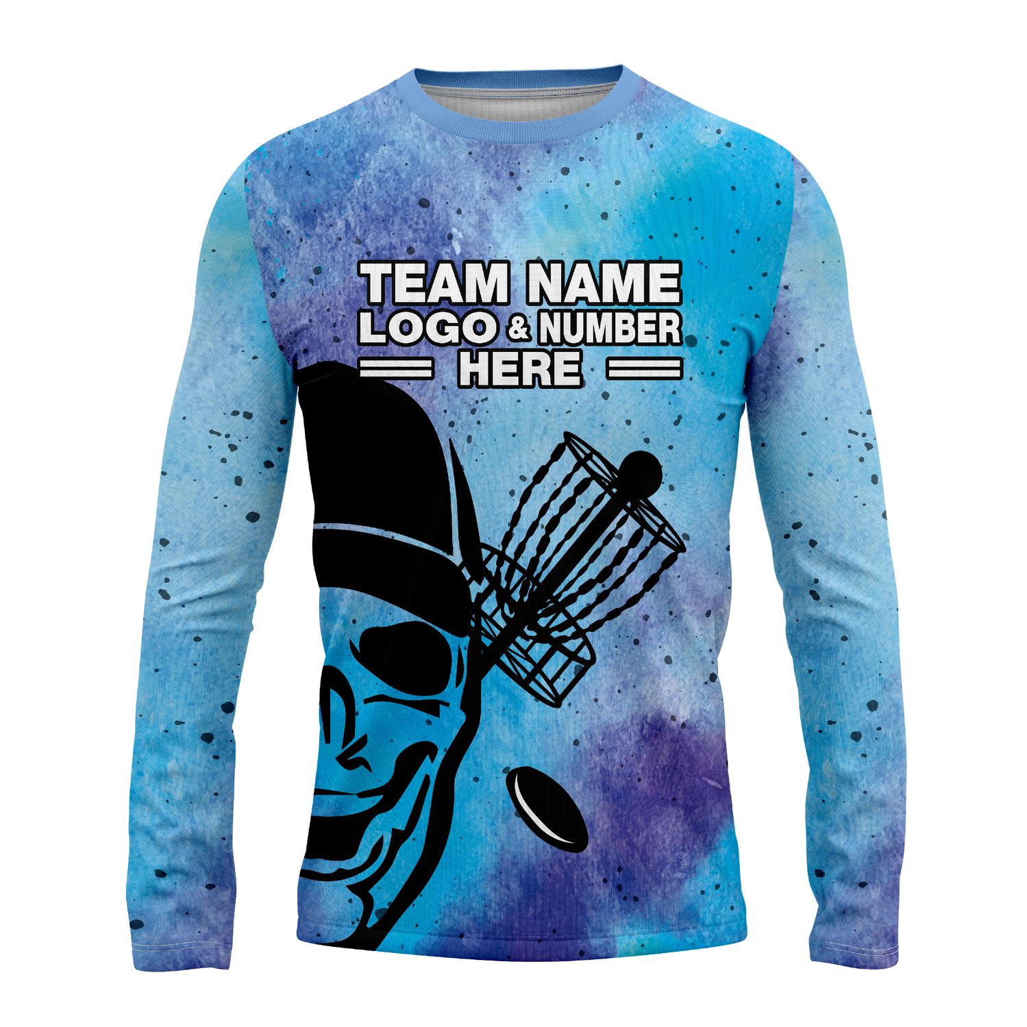 Custom Fully Sublimated Skull Disc Golf Pattern Tie Dye Performance Long Sleeves 5510