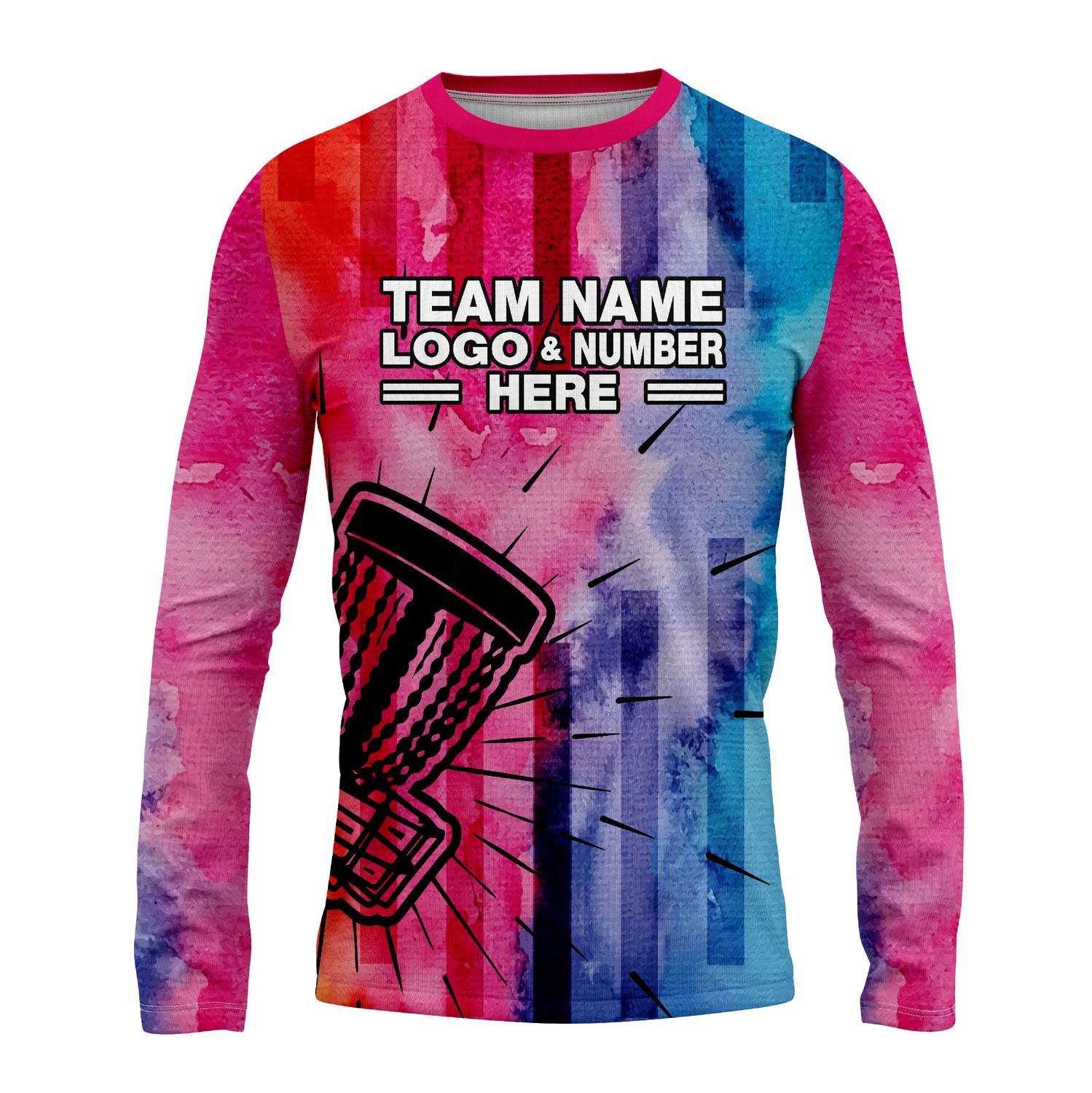 Custom Fully Sublimated Stripes Disc Golf Pattern Tie Dye Performance Long Sleeves 5522