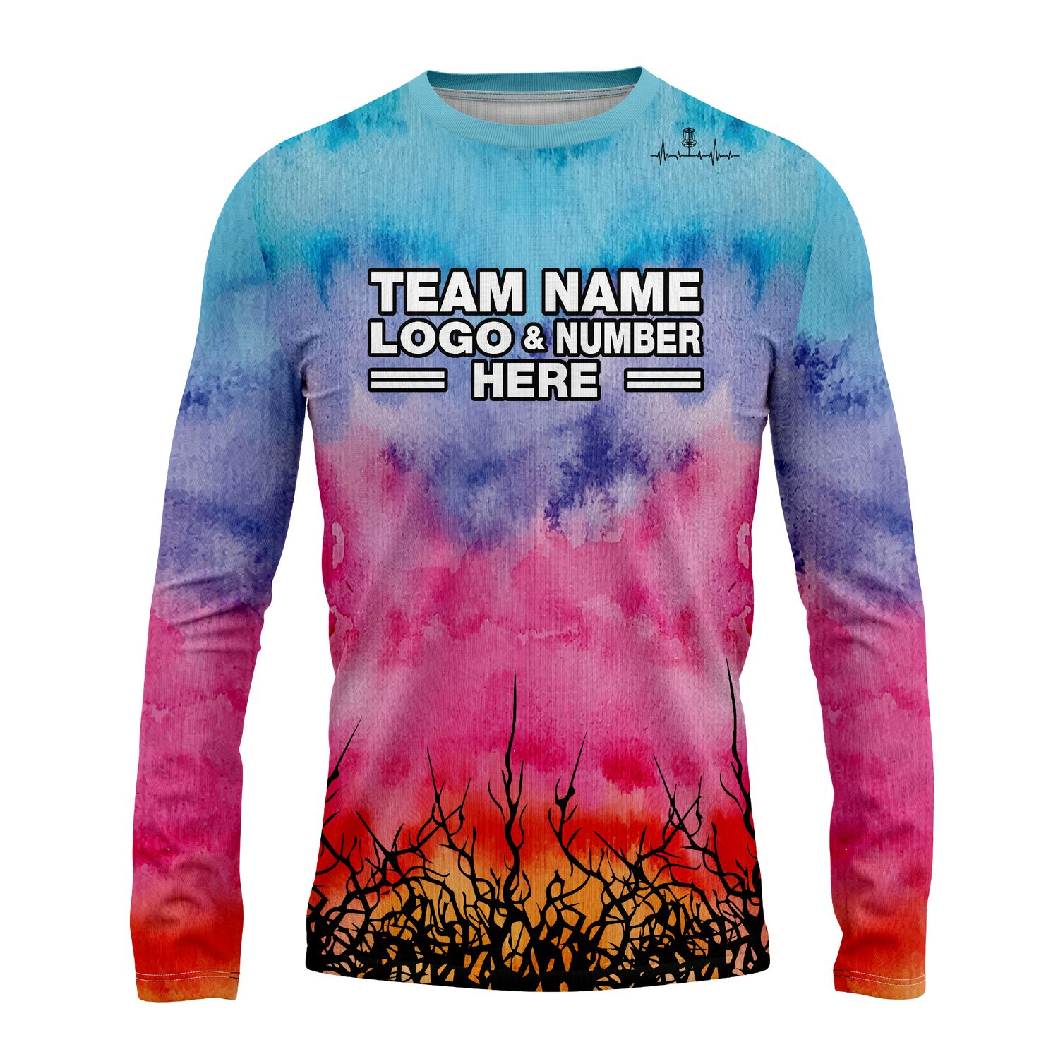 Custom Fully Sublimated Clouds Disc Golf Pattern Tie Dye Performance Long Sleeves 5534