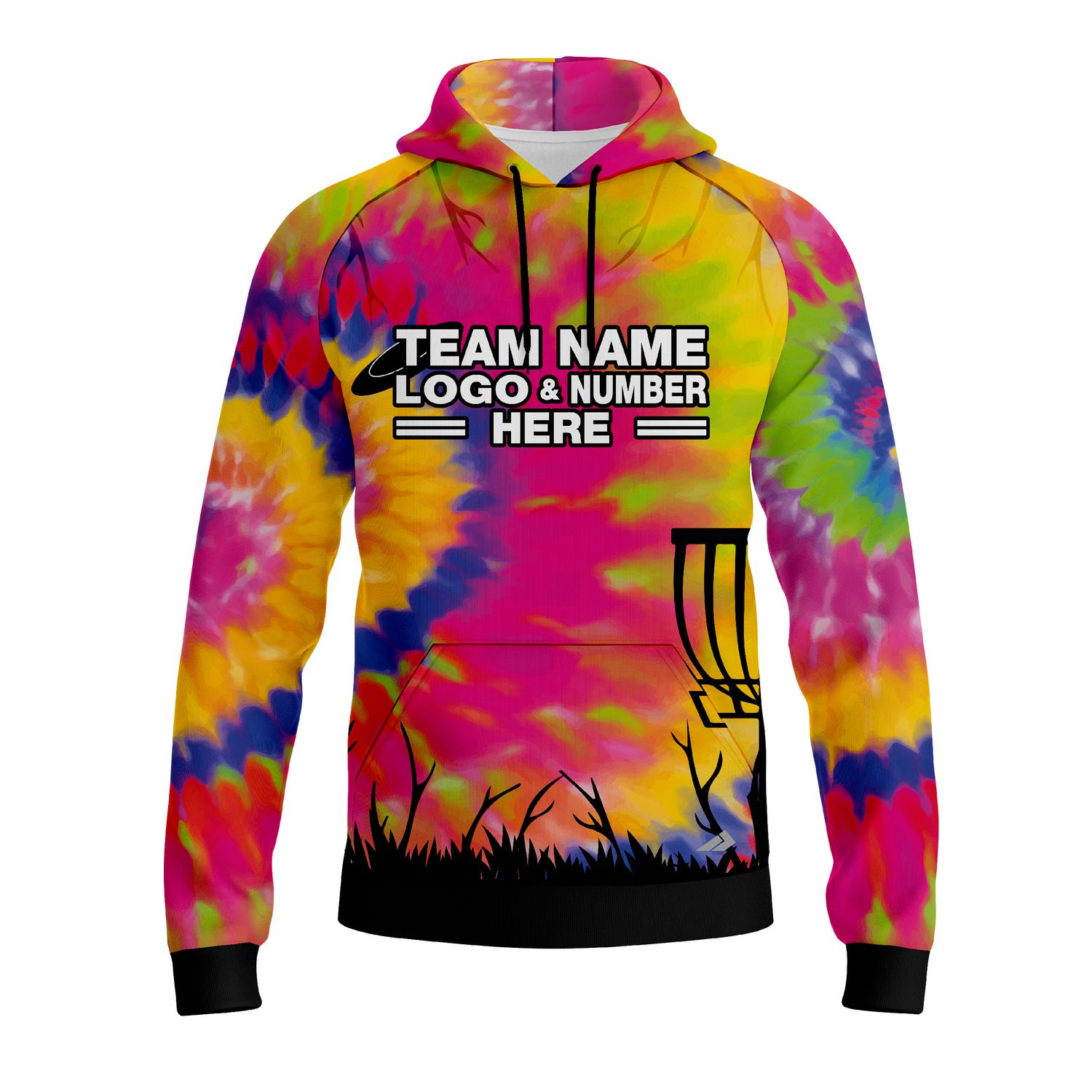 Custom Fully Sublimated Rainbow Disc Golf Pattern Tie Dye Performance Sports Pullover Hoodie 5576