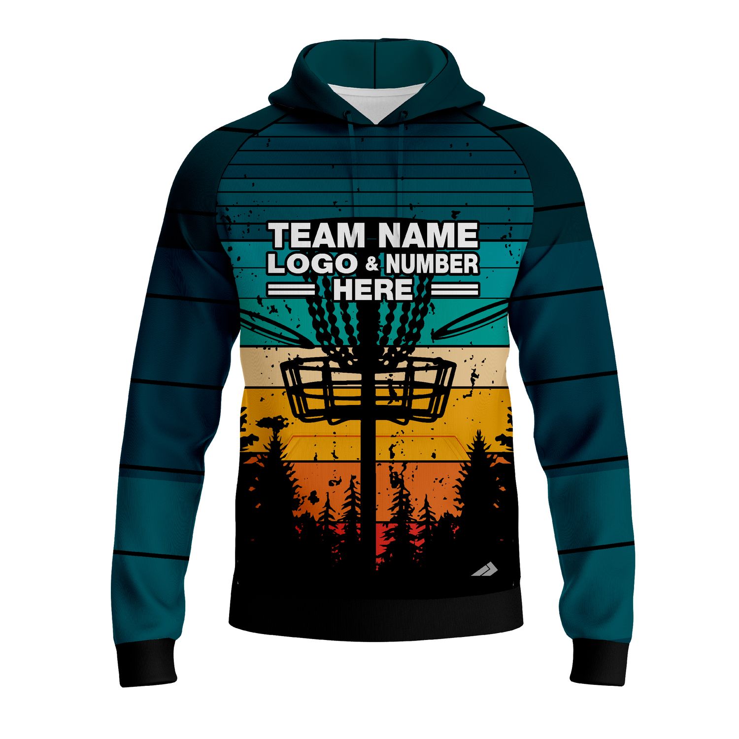 Custom Fully Sublimated Sunset Forest Disc Golf Pattern Performance Sports Pullover Hoodie 5578