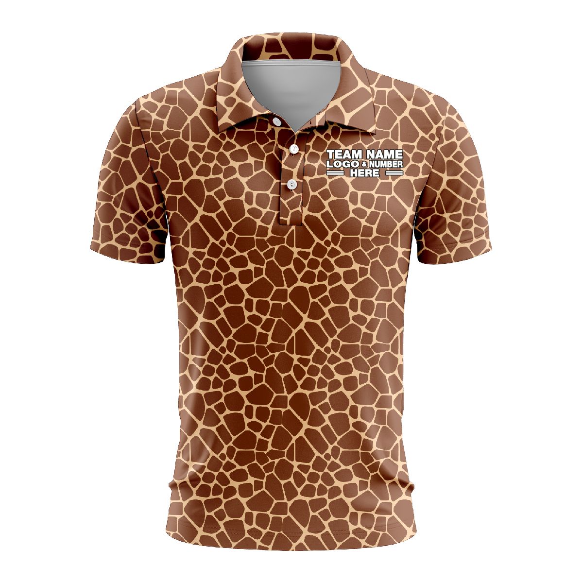 Custom Fully Sublimated Natural Giraffe Animal Print  Performance Polo Shirt 5661