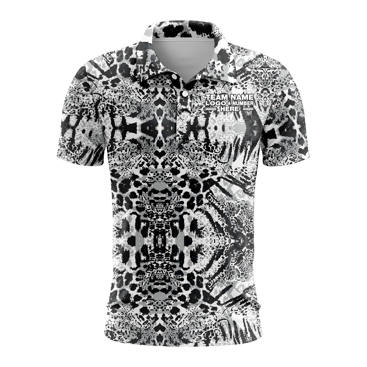 Custom Fully Monochrome Animal Print Performance Polo Shirt 5668
