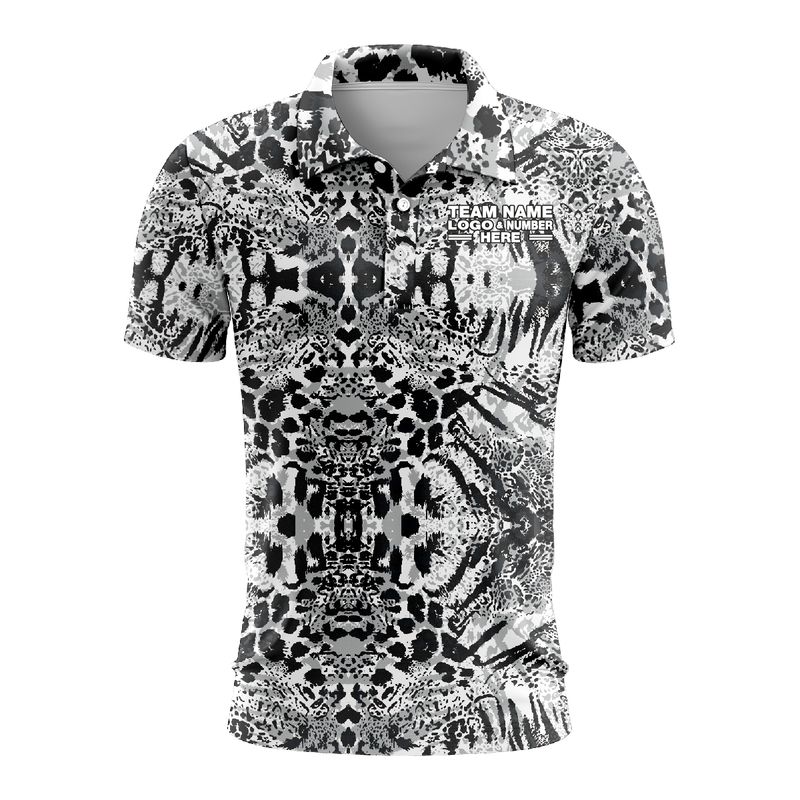 Custom Fully Monochrome Animal Print Performance Polo Shirt 5668