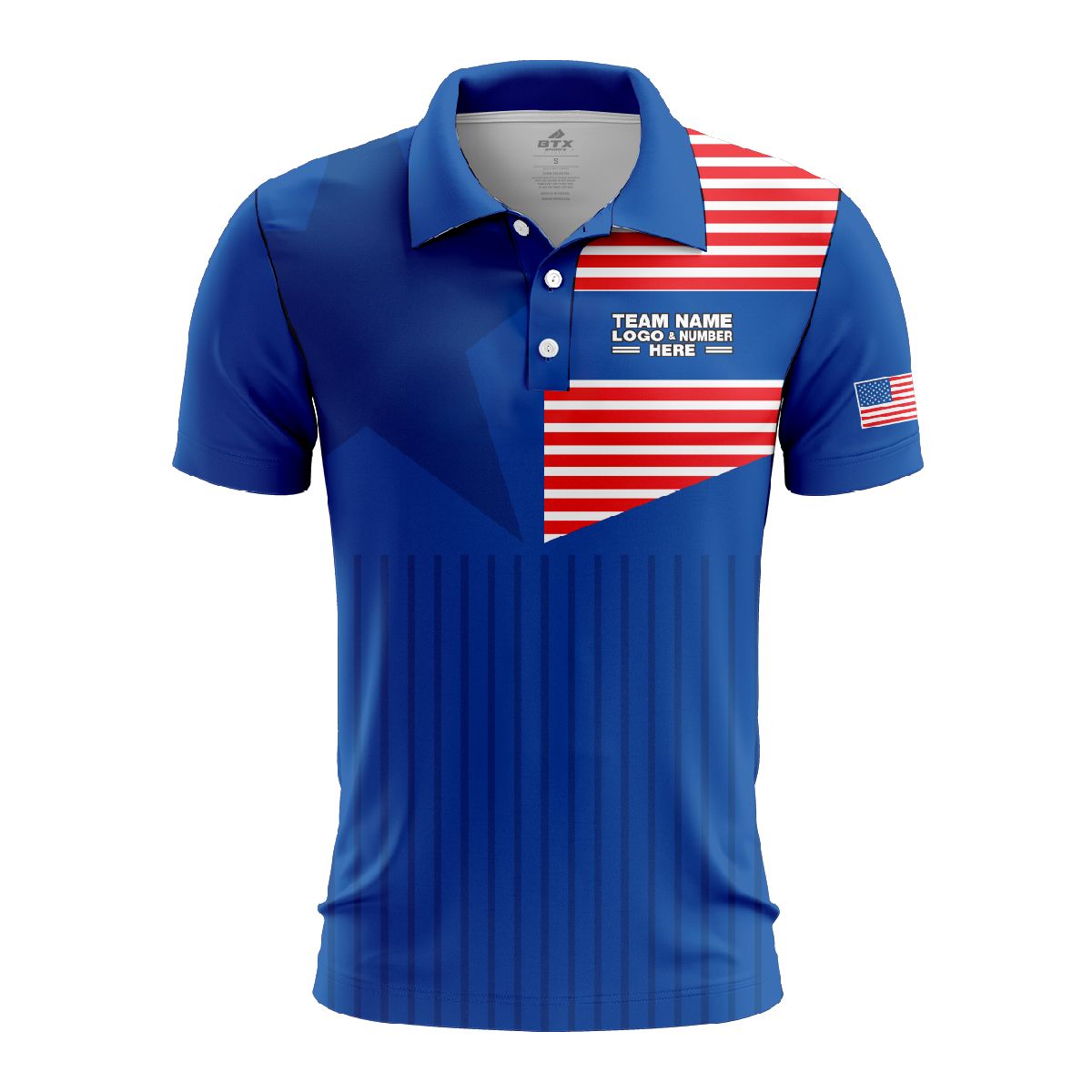 Custom Fully Sublimated USA FLAG Elegant Pattern Red Blue White Performance Polo Shirt 5727