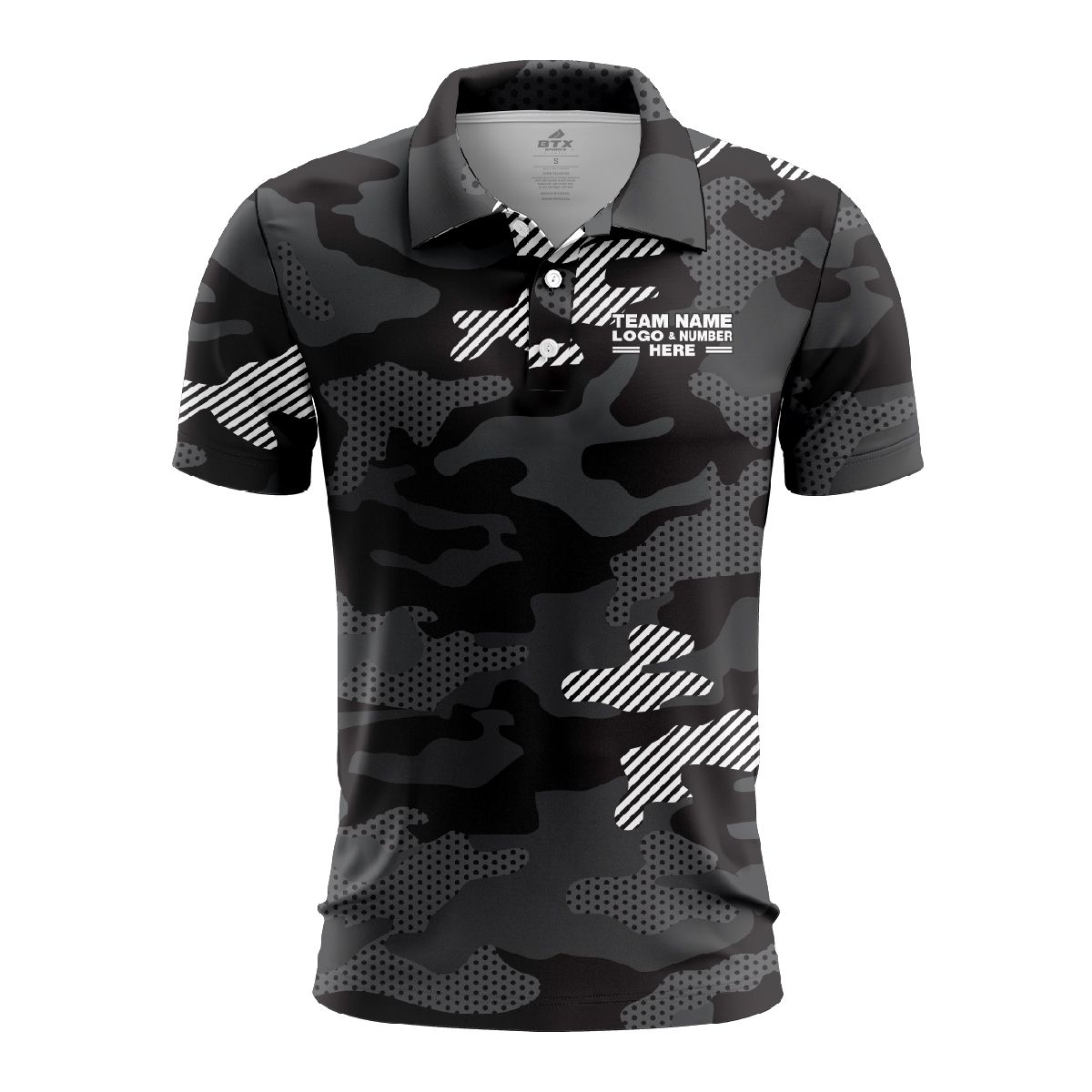 Custom Fully Sublimated Cool Camo Pattern Blue White Performance Polo Shirt 5874