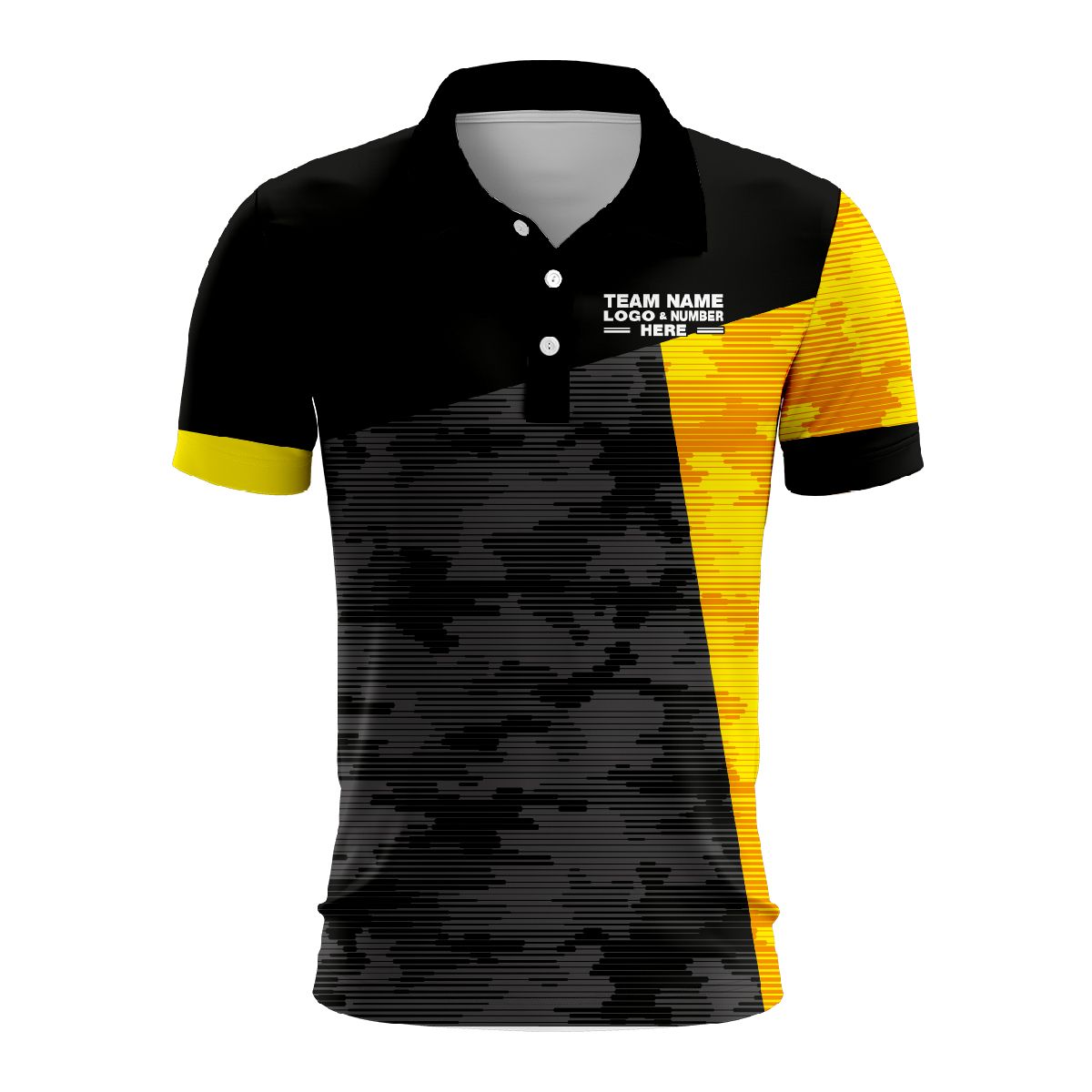 Custom Fully Sublimated ERDL Camo Pattern Black and Yellow Performance Polo Shirt 5951