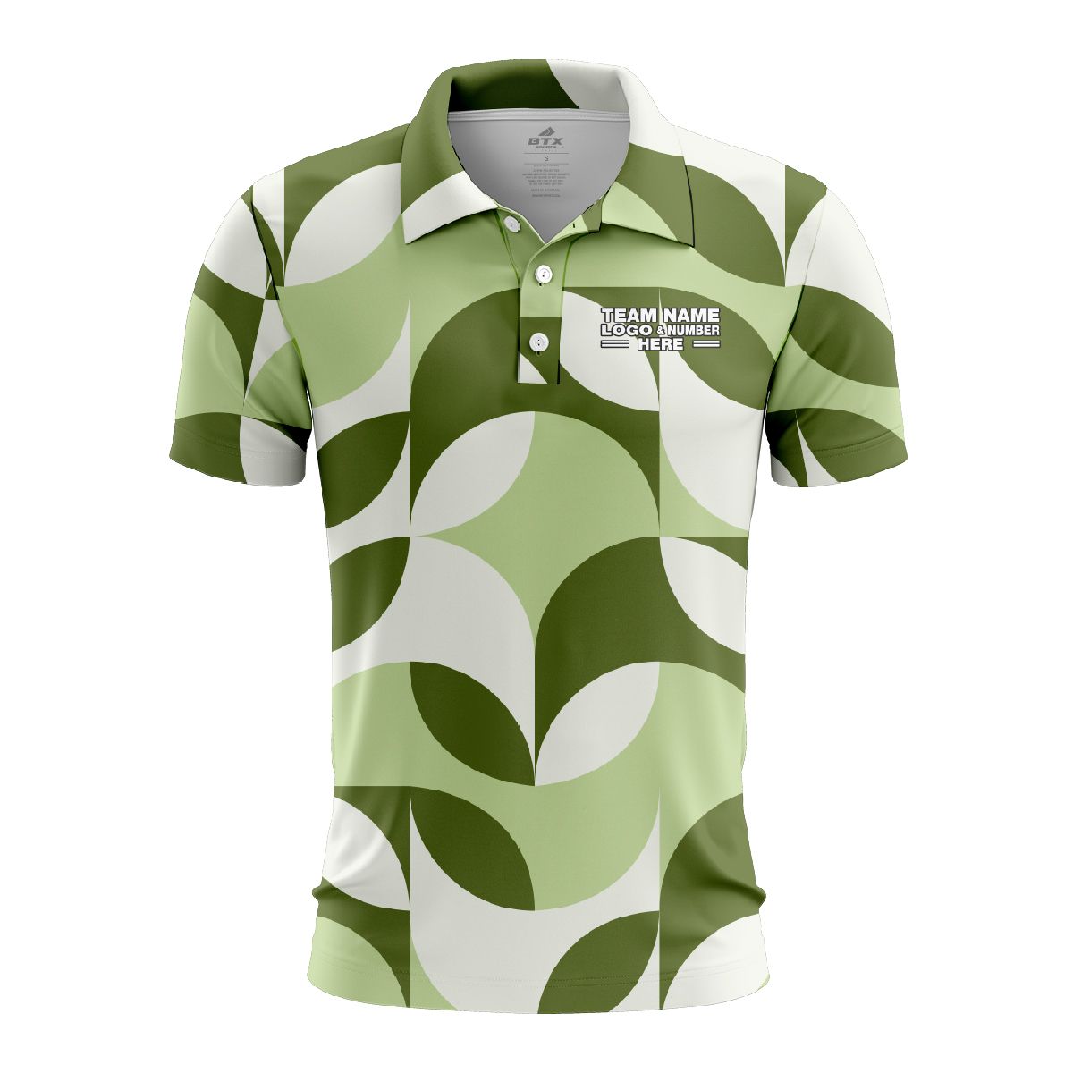 Custom Fully Sublimated Contemporary Leaf Floral Pattern White Green Performance Polo Shirt 5986