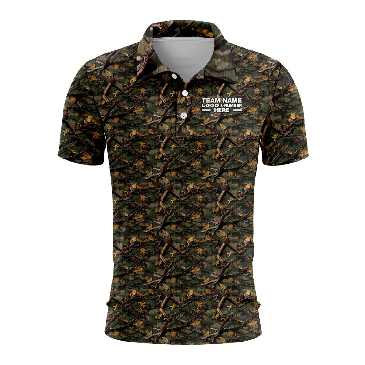 Custom Fully Sublimated Forest Camo Pattern Two Performance Polo Shirt 5979