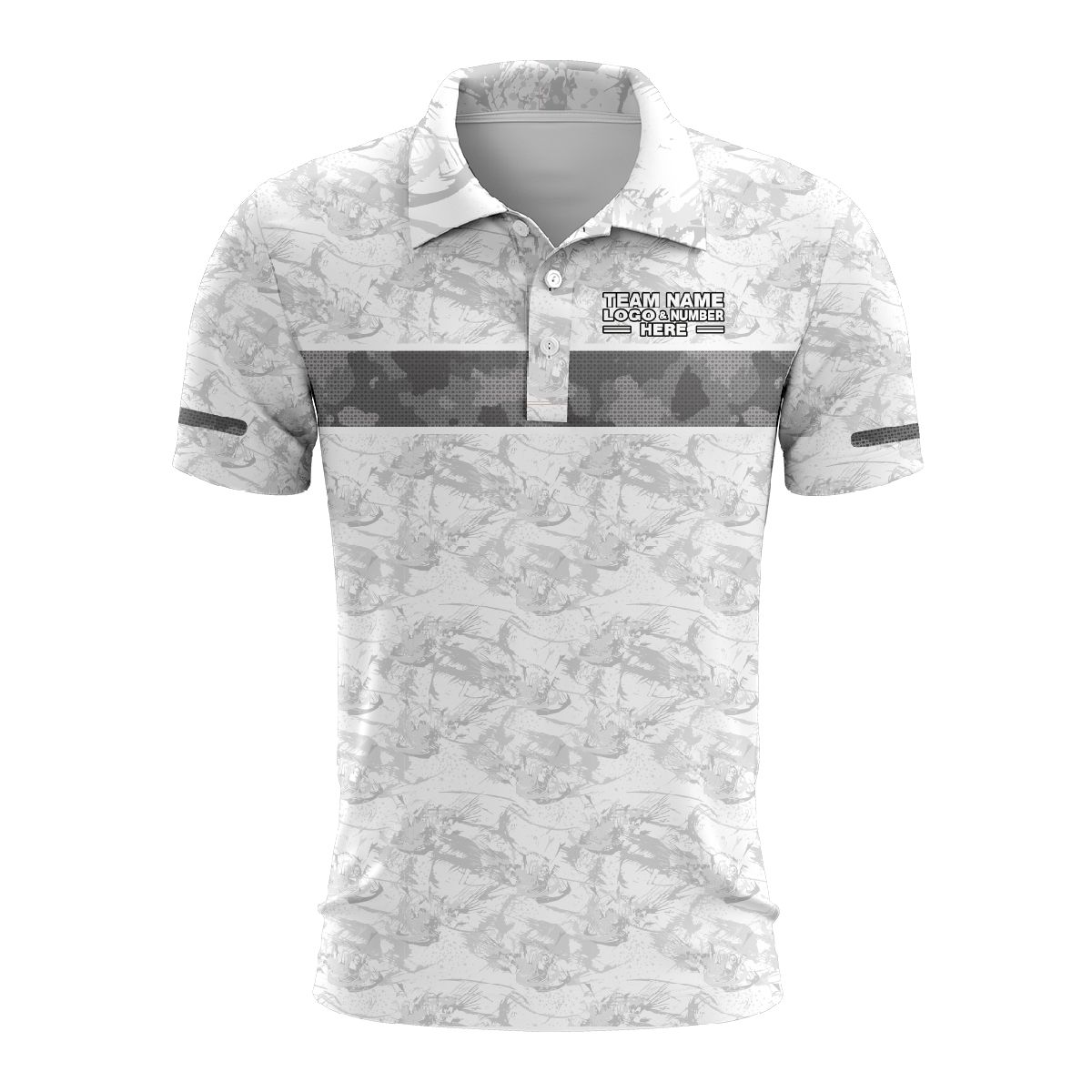 Custom Fully Sublimated Digital Camo Pattern Gray Performance Polo Shirt 6021