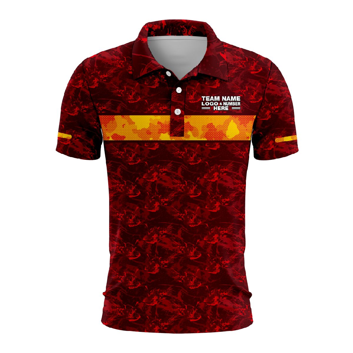 Custom Fully Sublimated Digital Camo Pattern Red Performance Polo Shirt 6035
