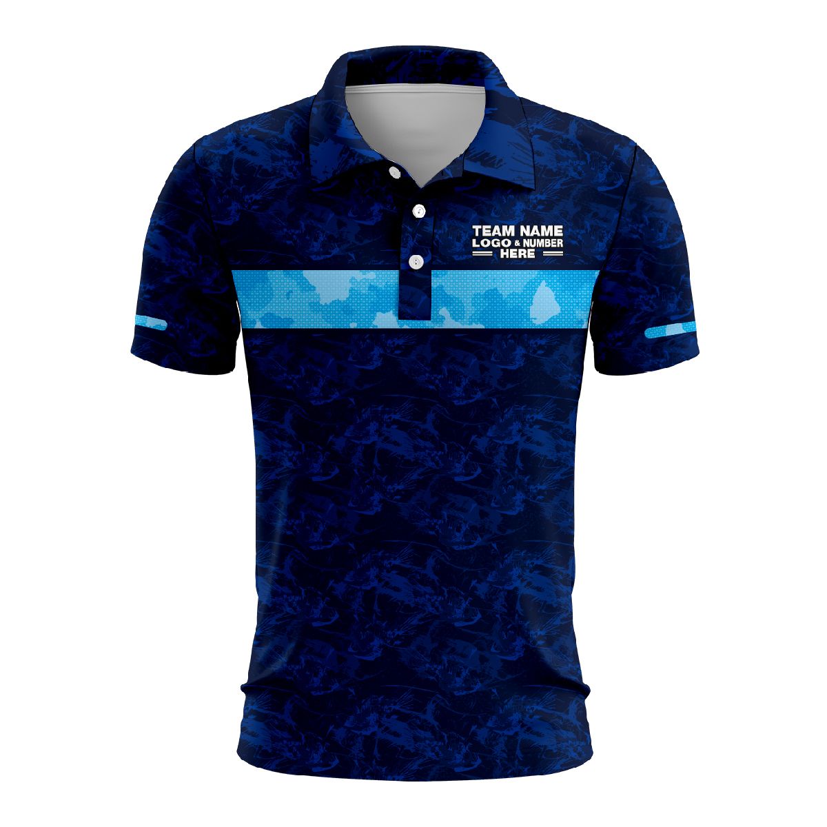 Custom Fully Sublimated Digital Camo Pattern Blue Performance Polo Shirt 6049