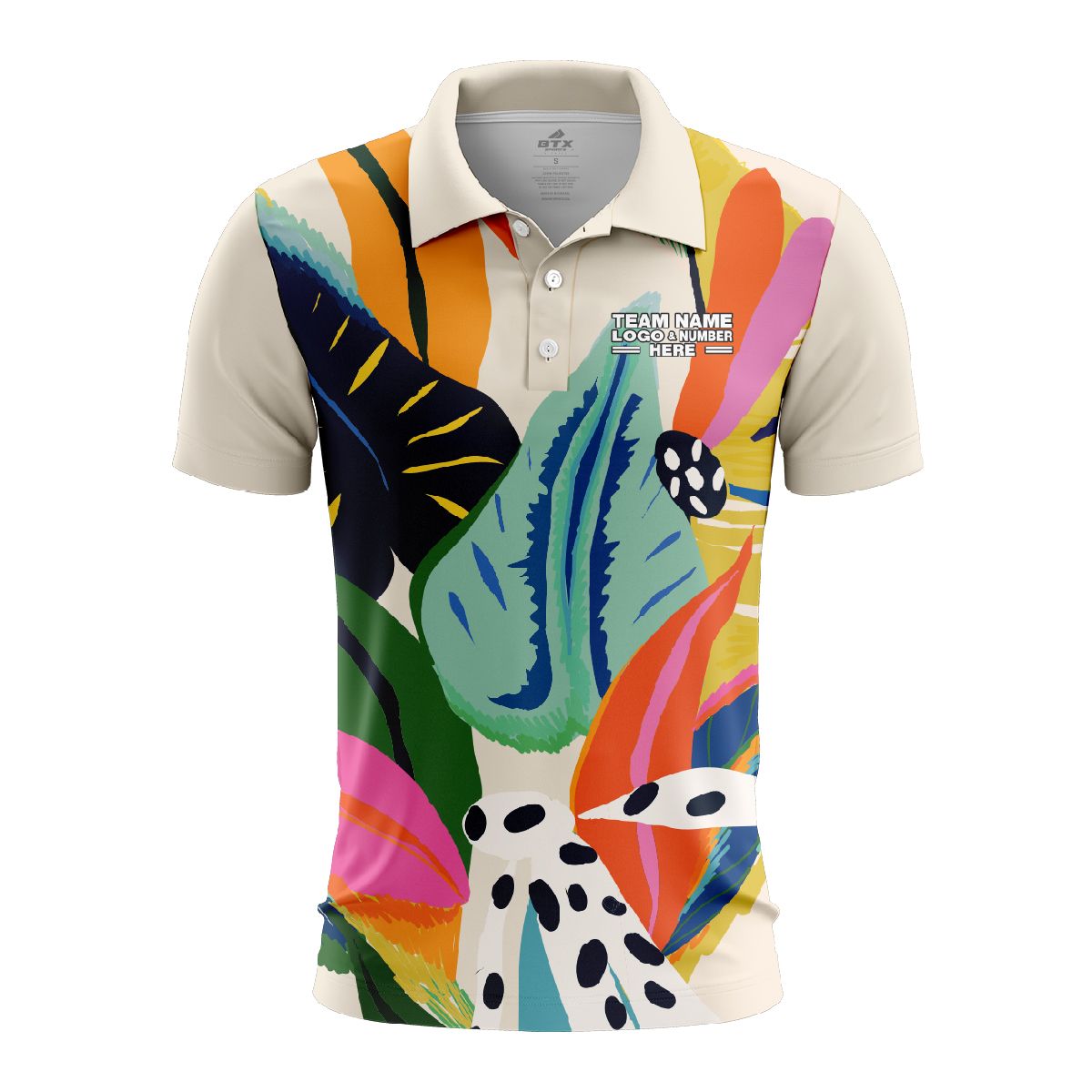 Custom Fully Sublimated Artistic Print Floral Pattern Multicolor Performance Polo Shirt 6105
