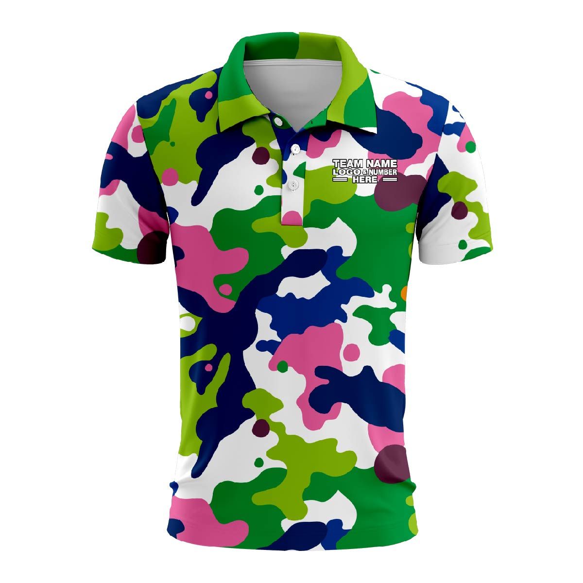 Custom Fully Sublimated Vibrant Camo Pattern Texture Multicolor One Performance Polo Shirt 6126