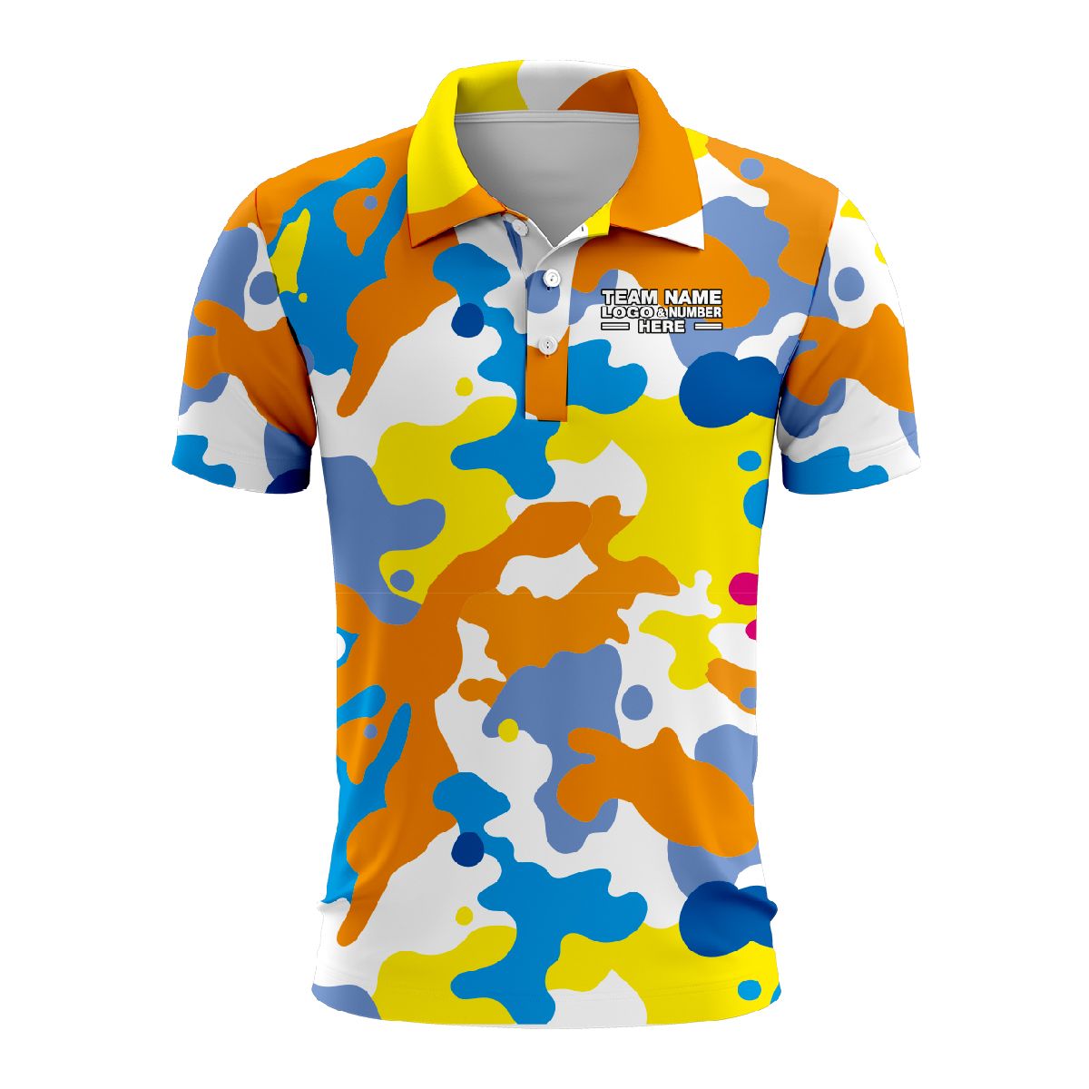 Custom Fully Sublimated Vibrant Camo Pattern Texture Multicolor Two Performance Polo Shirt 6141