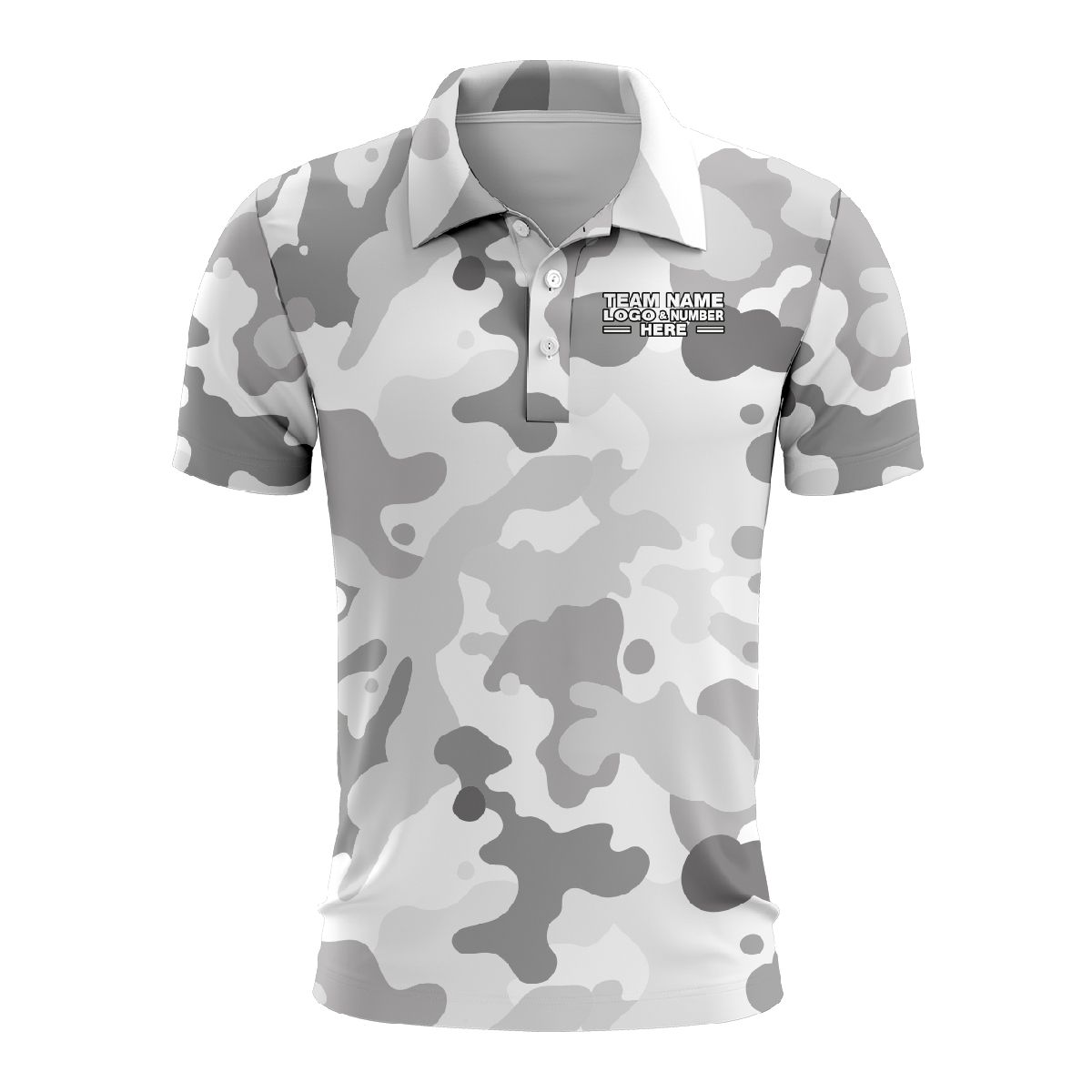 Custom Fully Sublimated Vibrant Camo Pattern Texture Gray Performance Polo Shirt 6155