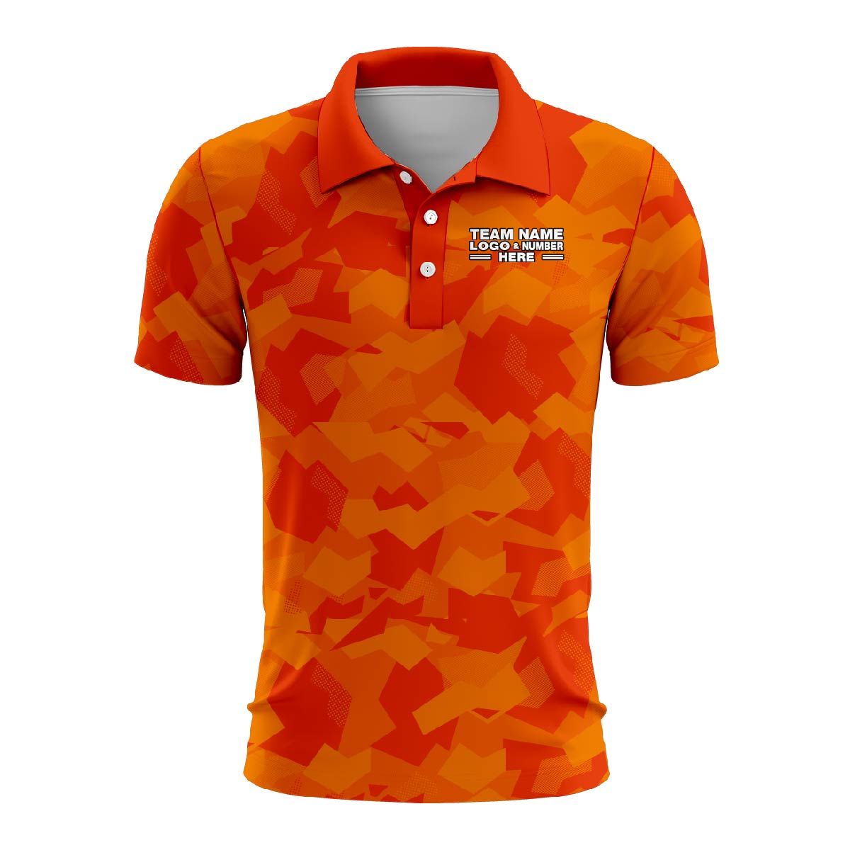 Custom Fully Sublimated Sports Camo Pattern Texture Orange Performance Polo Shirt 6183