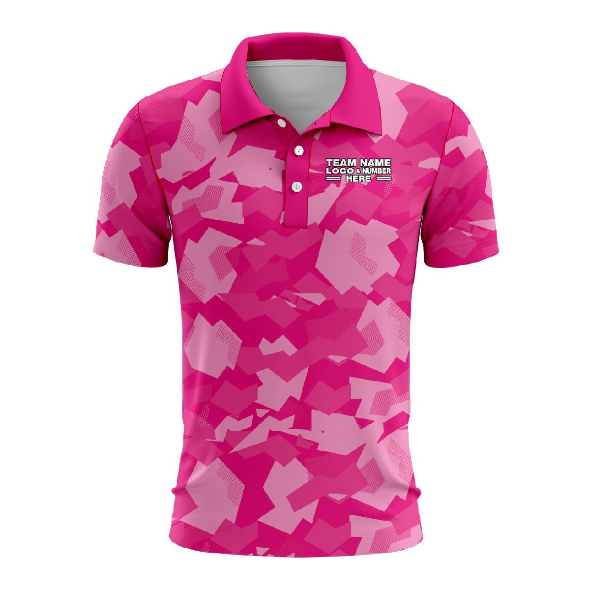 Custom Fully Sublimated Sports Camo Pattern Texture Pink Performance Polo Shirt 6176