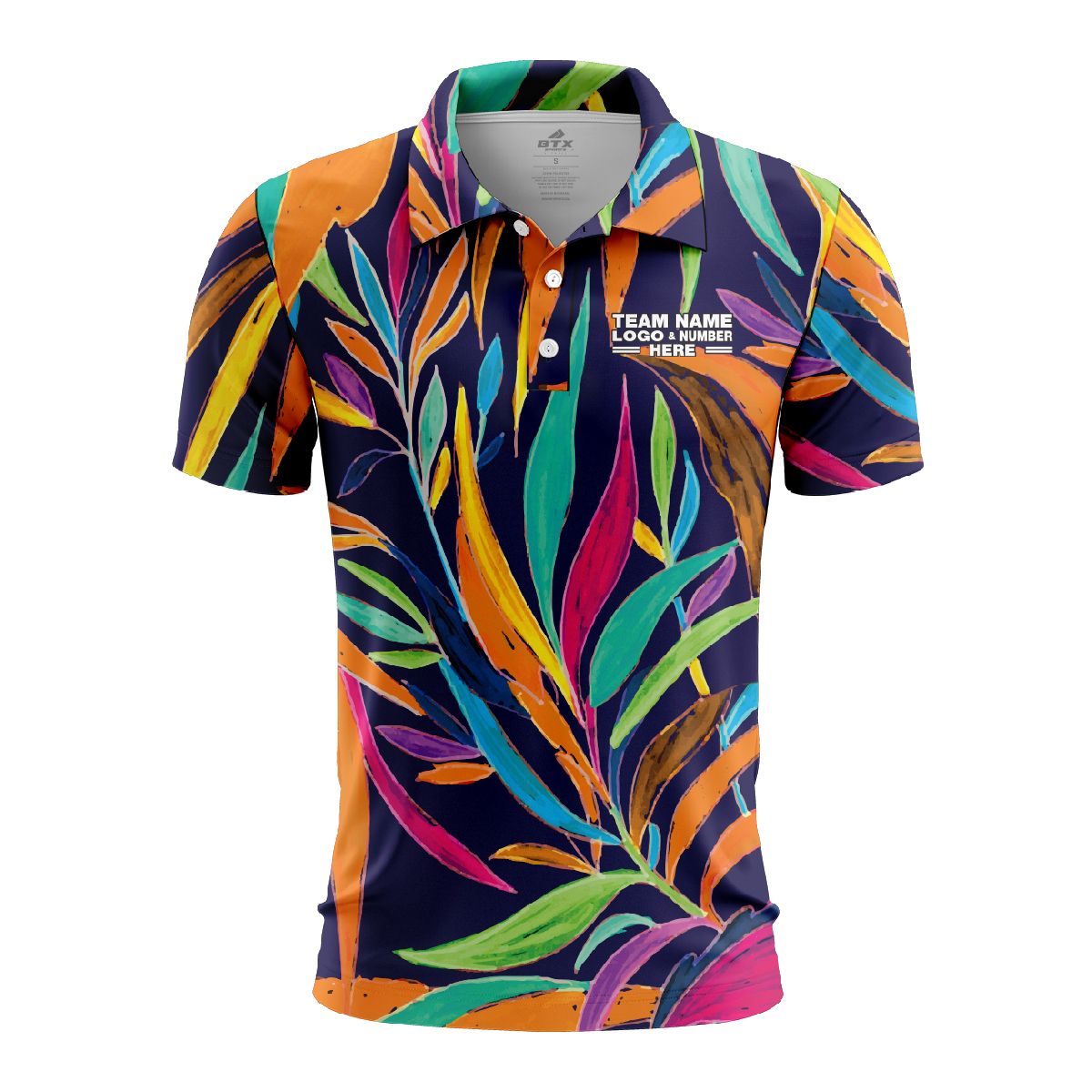 Custom Fully Sublimated Vivid Tropical Floral Pattern Multicolor Performance Polo Shirt 6239
