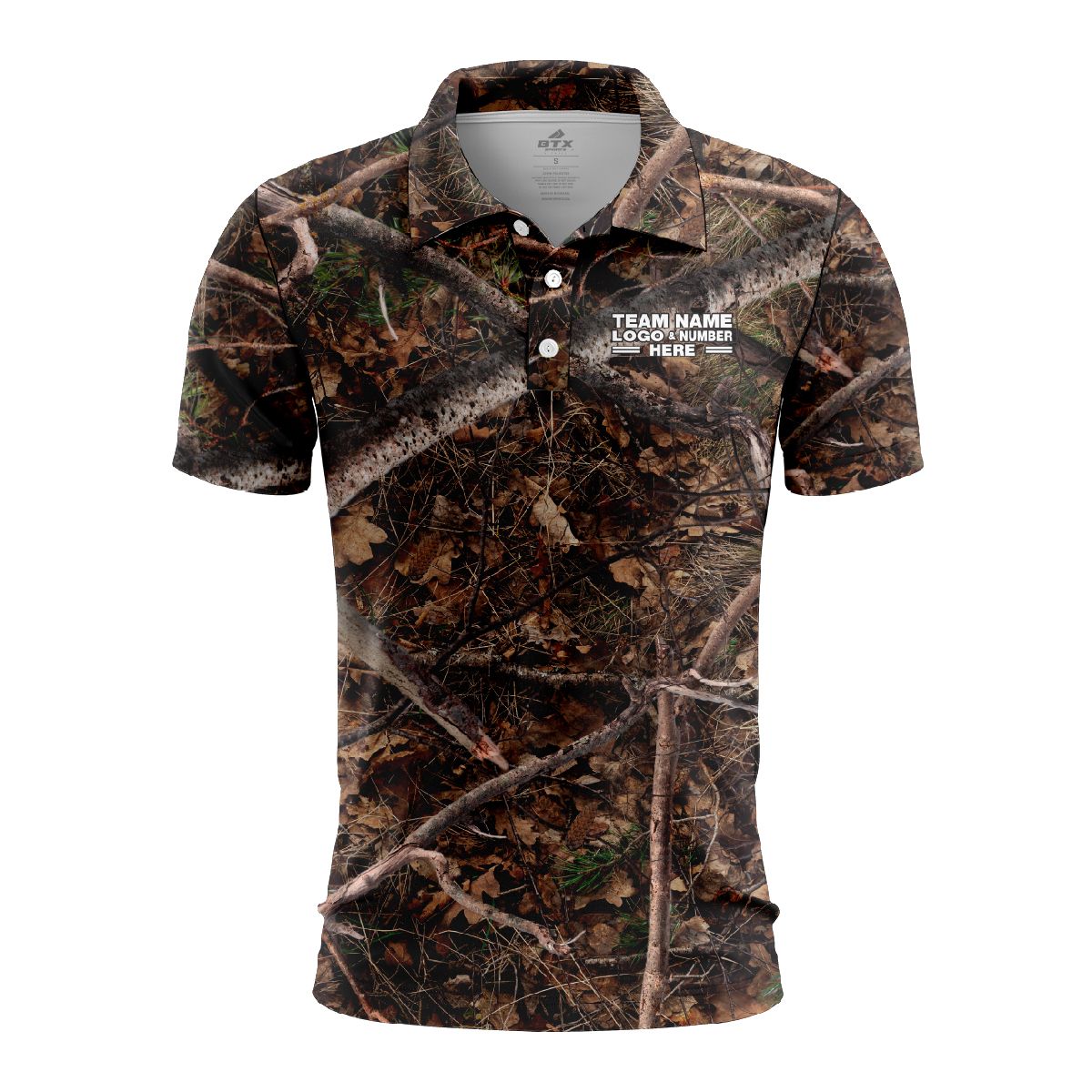 Custom Fully Sublimated Realistic Forest Camo Pattern Performance Polo Shirt 6365