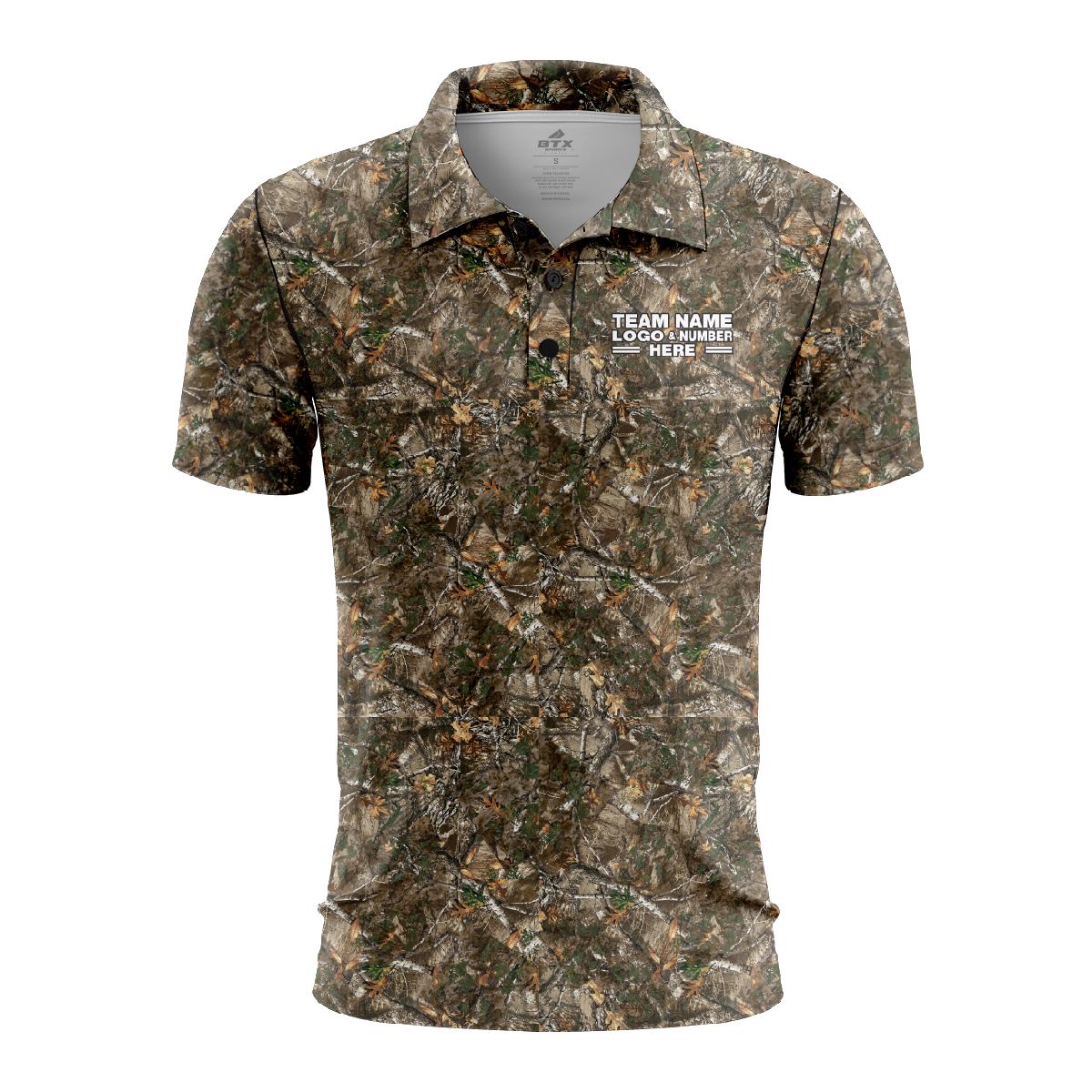 Custom Fully Sublimated Realistic Forest Camo Two Pattern Brown Performance Polo Shirt 6407