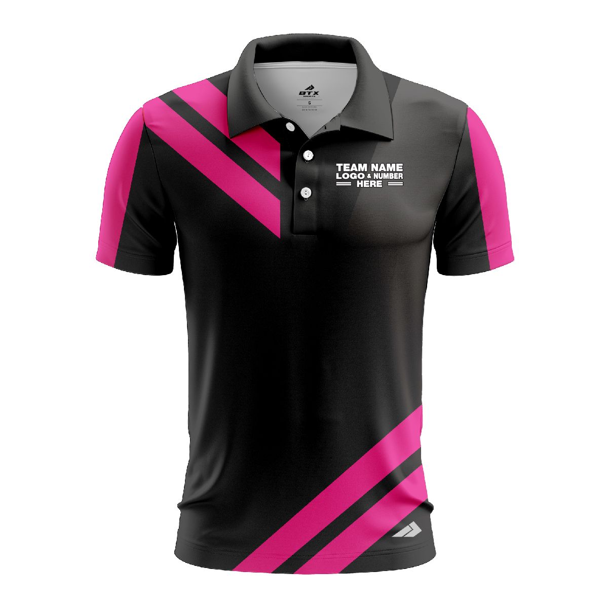 Custom Fully Sublimated Sport Neon Pattern Black Pink Performance Polo Shirt 6463