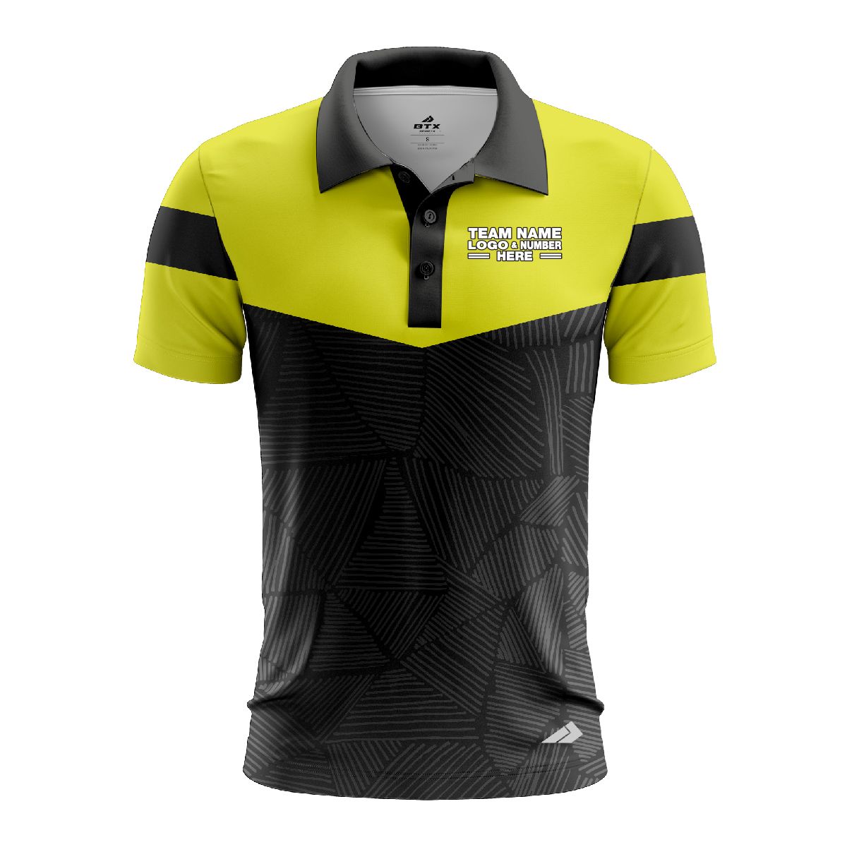 Custom Fully Sublimated Basic Neon Pattern Black Yellow Performance Polo Shirt 6491